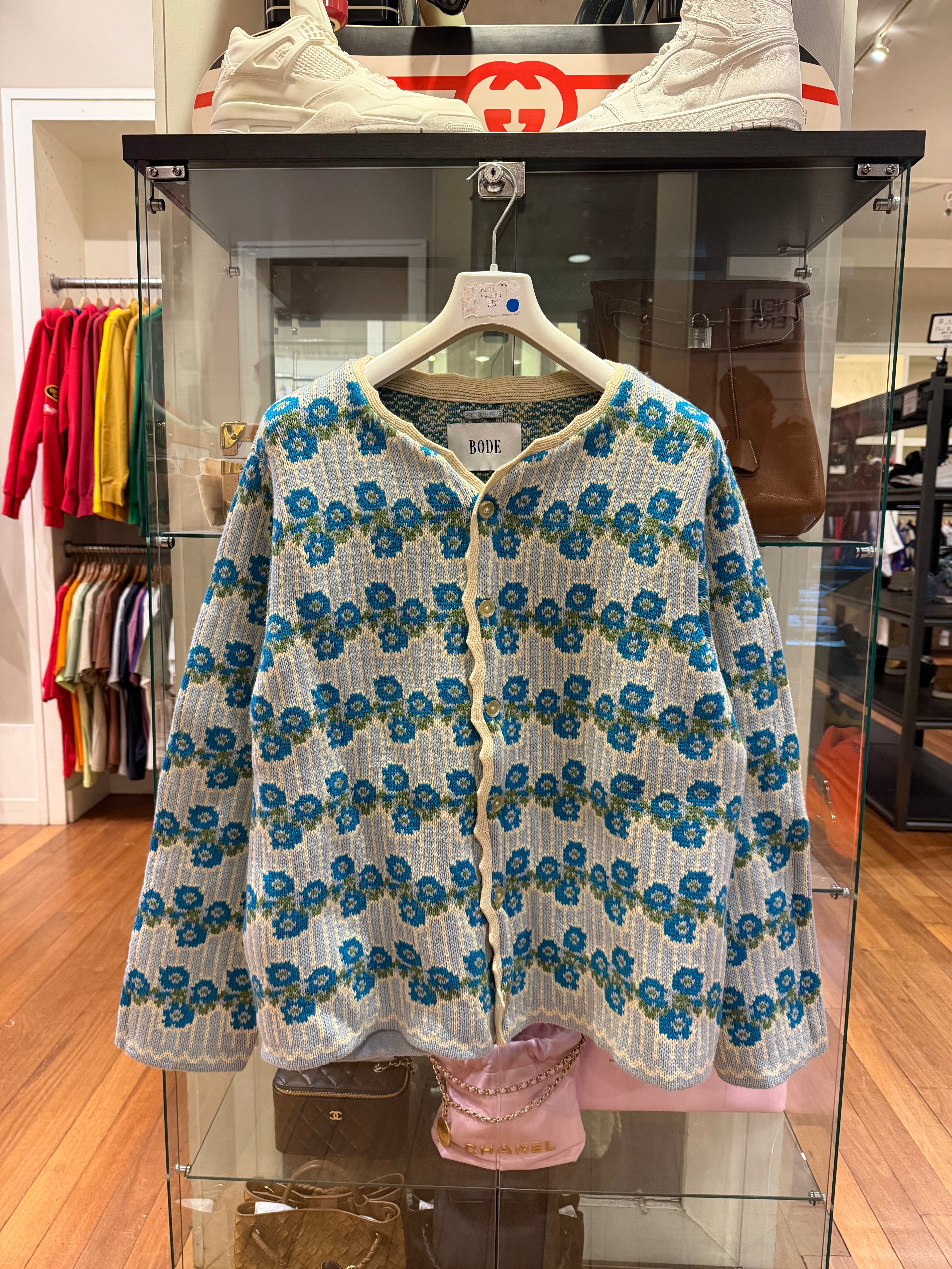 Bode Garden Floral Merino Wool Cardigan