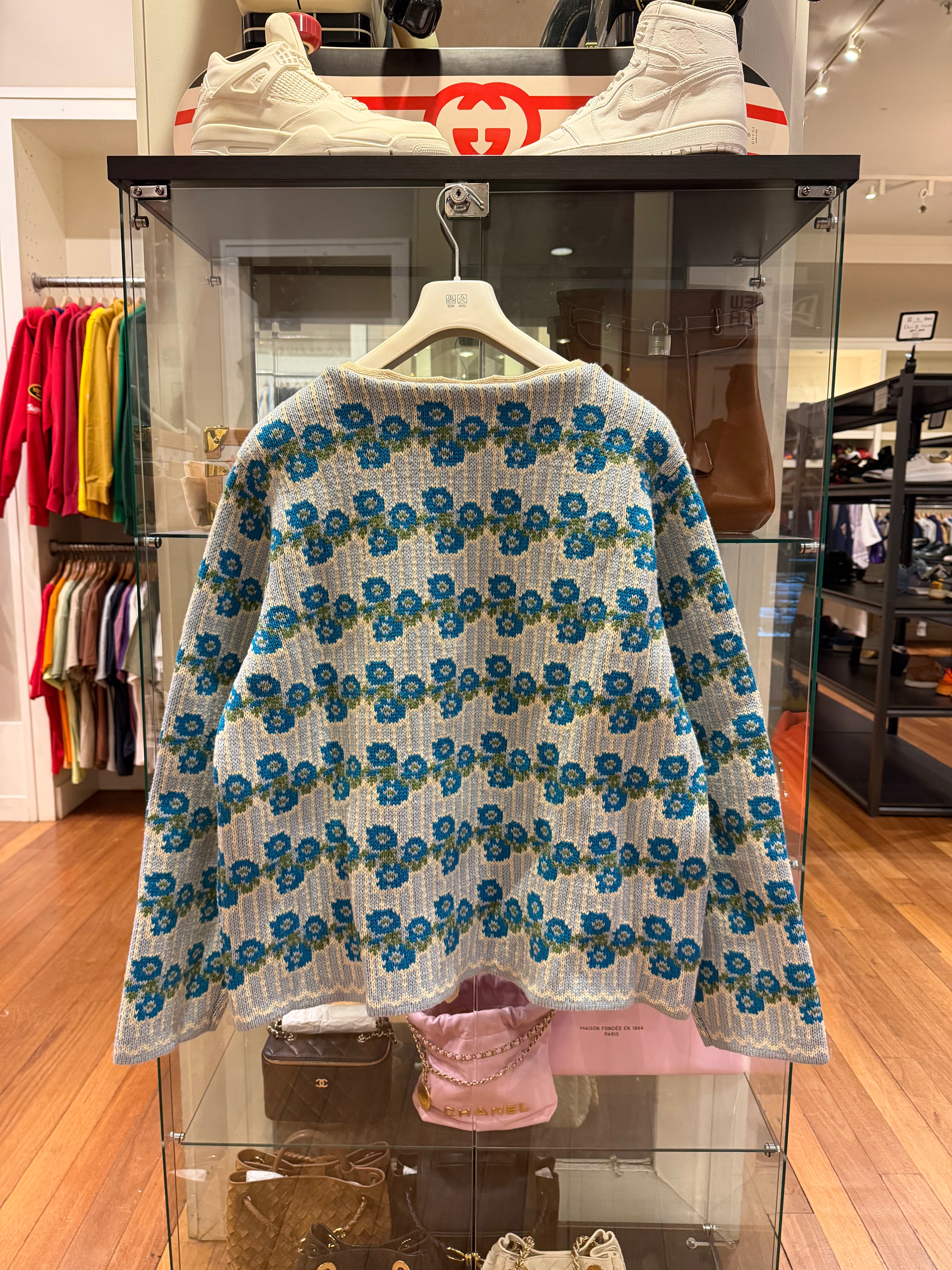 Bode Garden Floral Merino Wool Cardigan
