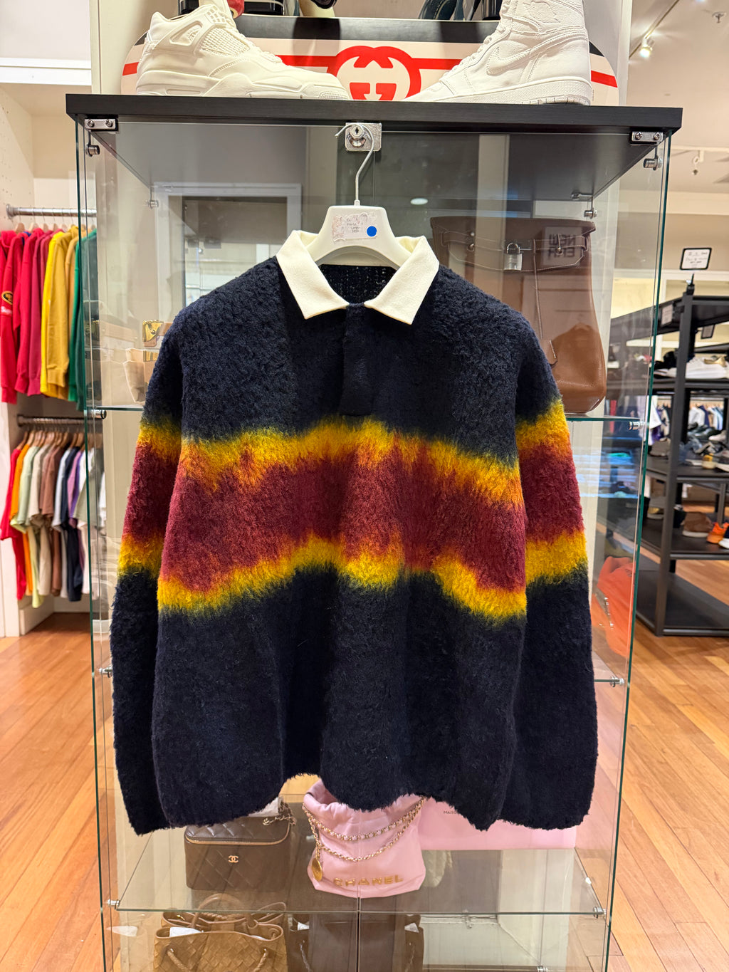 Sacai Chusen-Dyed Wool-Blend Polo Sweater