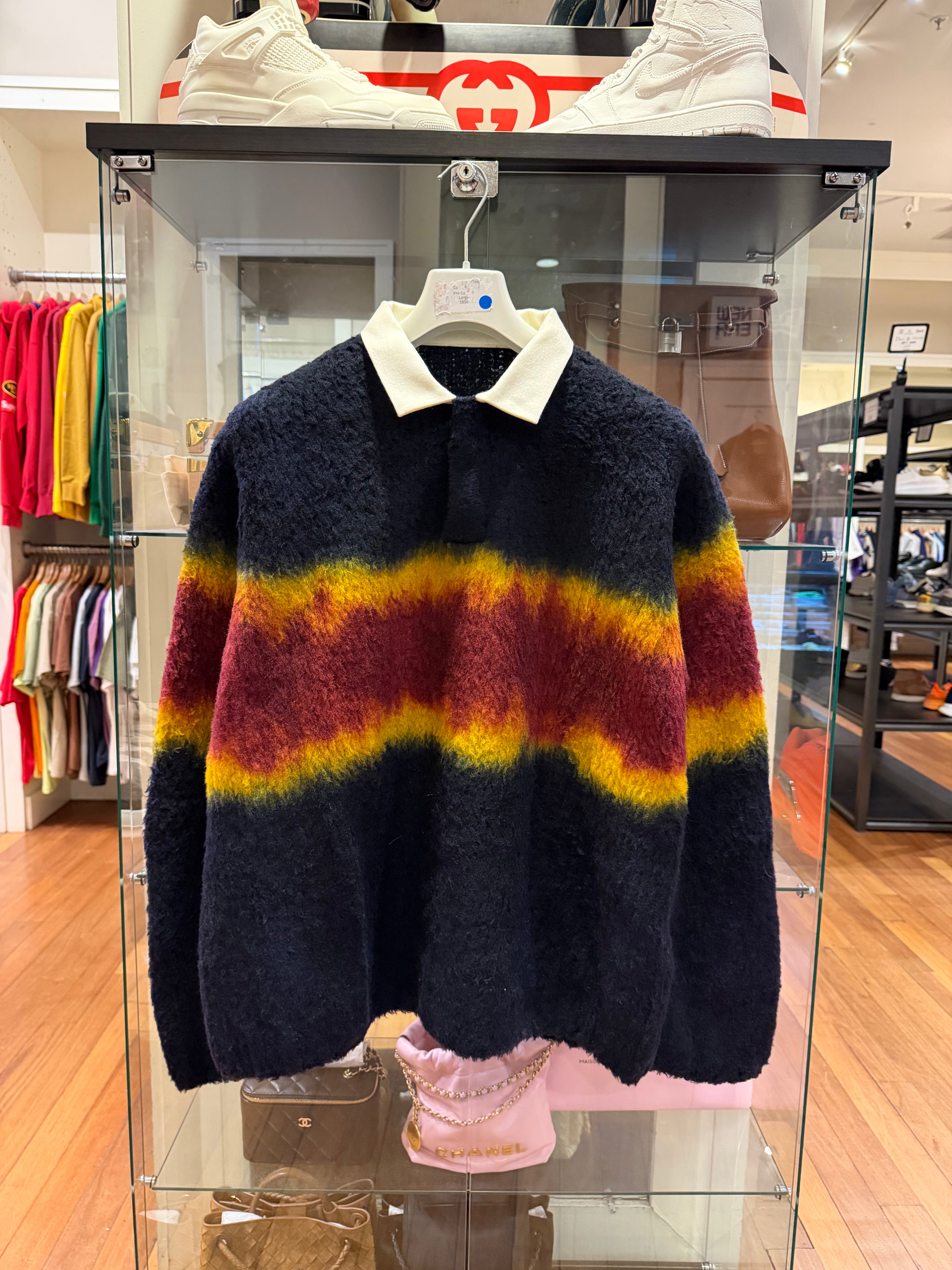 Sacai Chusen-Dyed Wool-Blend Polo Sweater