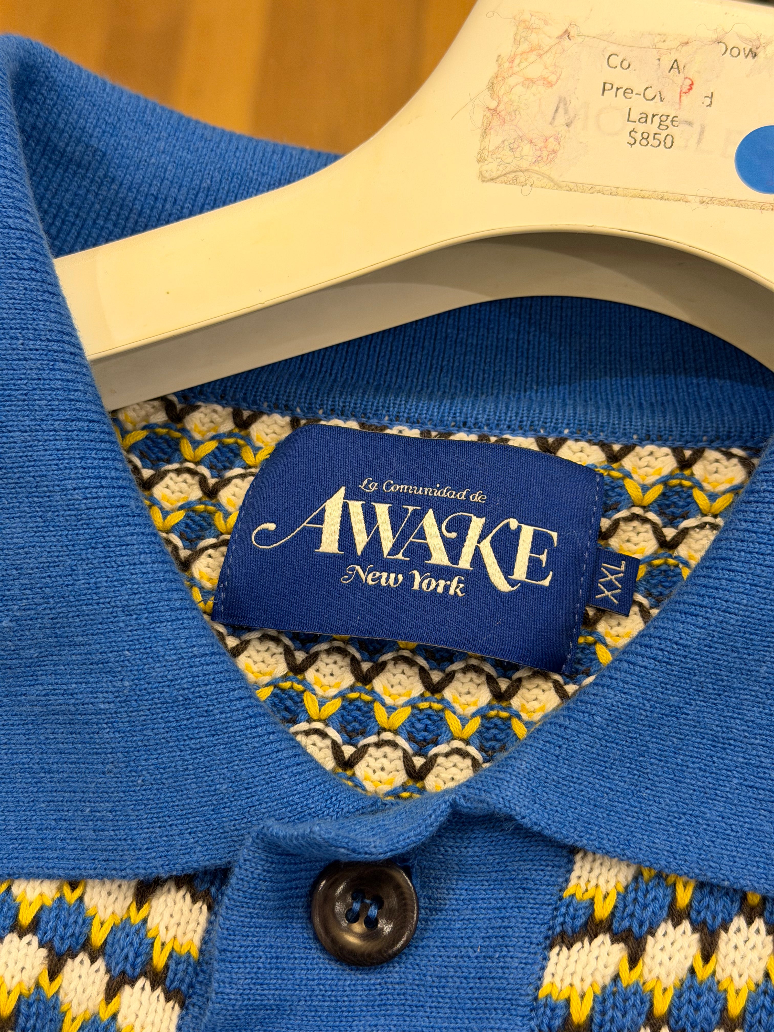 Awake NY Knit Crochet Short Sleeve Button Down
