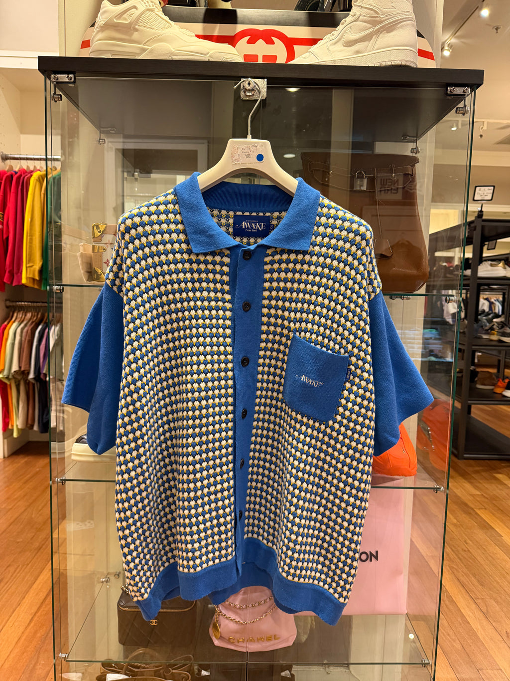 Awake NY Knit Crochet Short Sleeve Button Down