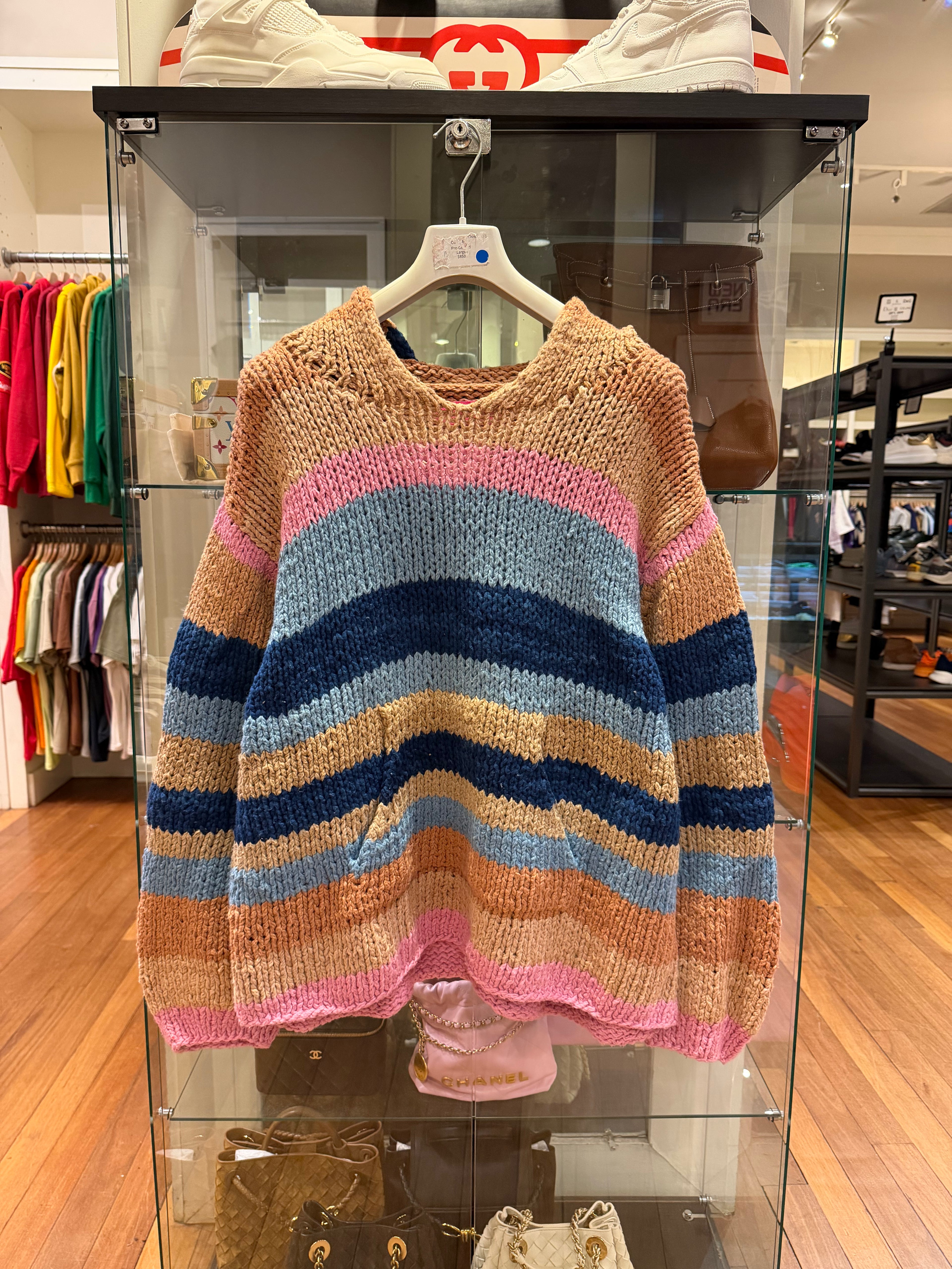 Elder Statesman Multi-Color Striped Organic Cotton Knitted Hoodie
