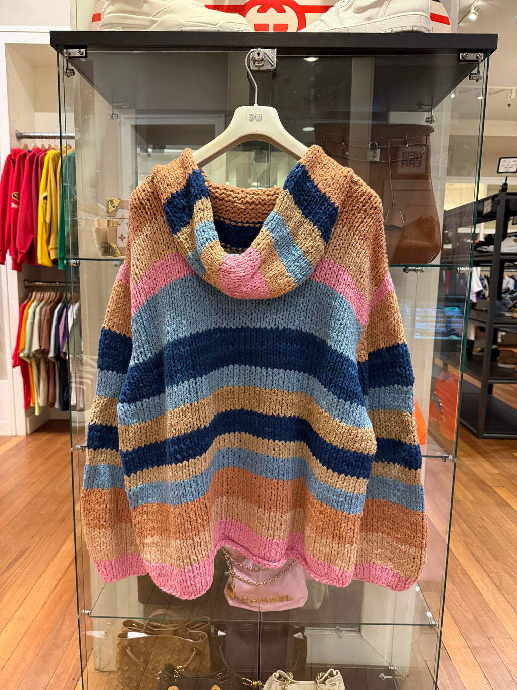 Elder Statesman Multi-Color Striped Organic Cotton Knitted Hoodie