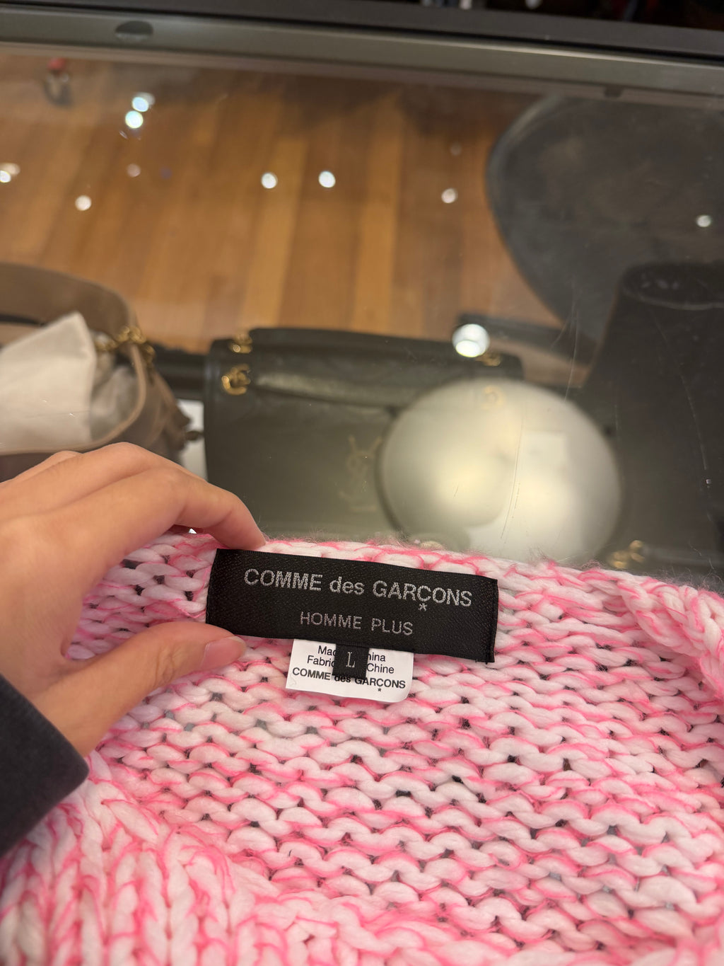 Comme des Garçons Homme Plus Pink Loose-Knit Crewneck Sweater