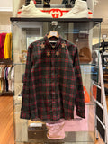 Givenchy Bleached Star Plaid Button Down Shirt -Black/Red