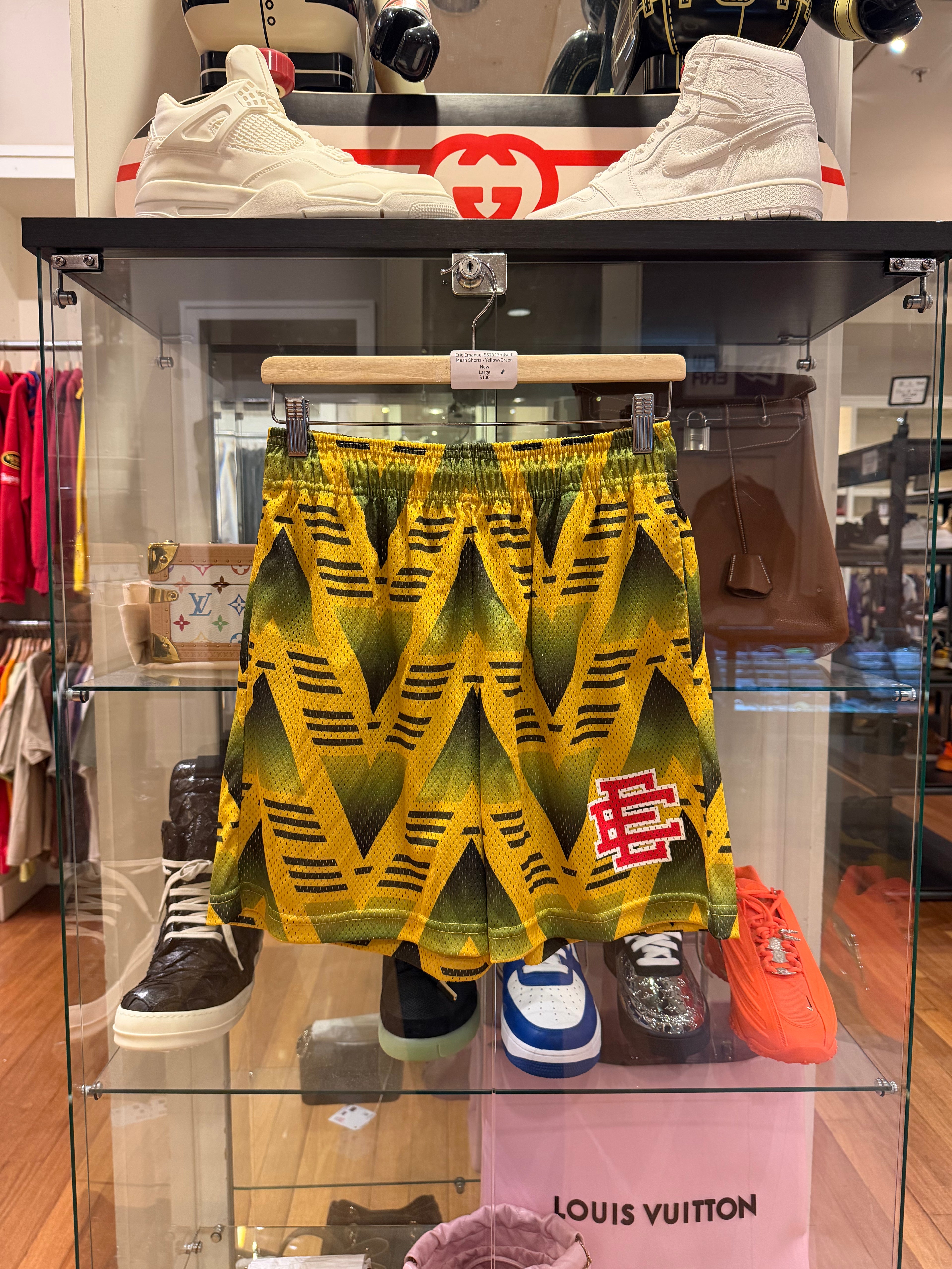 Eric Emanuel SS23 'Bruised' Mesh Shorts - Yellow/Green