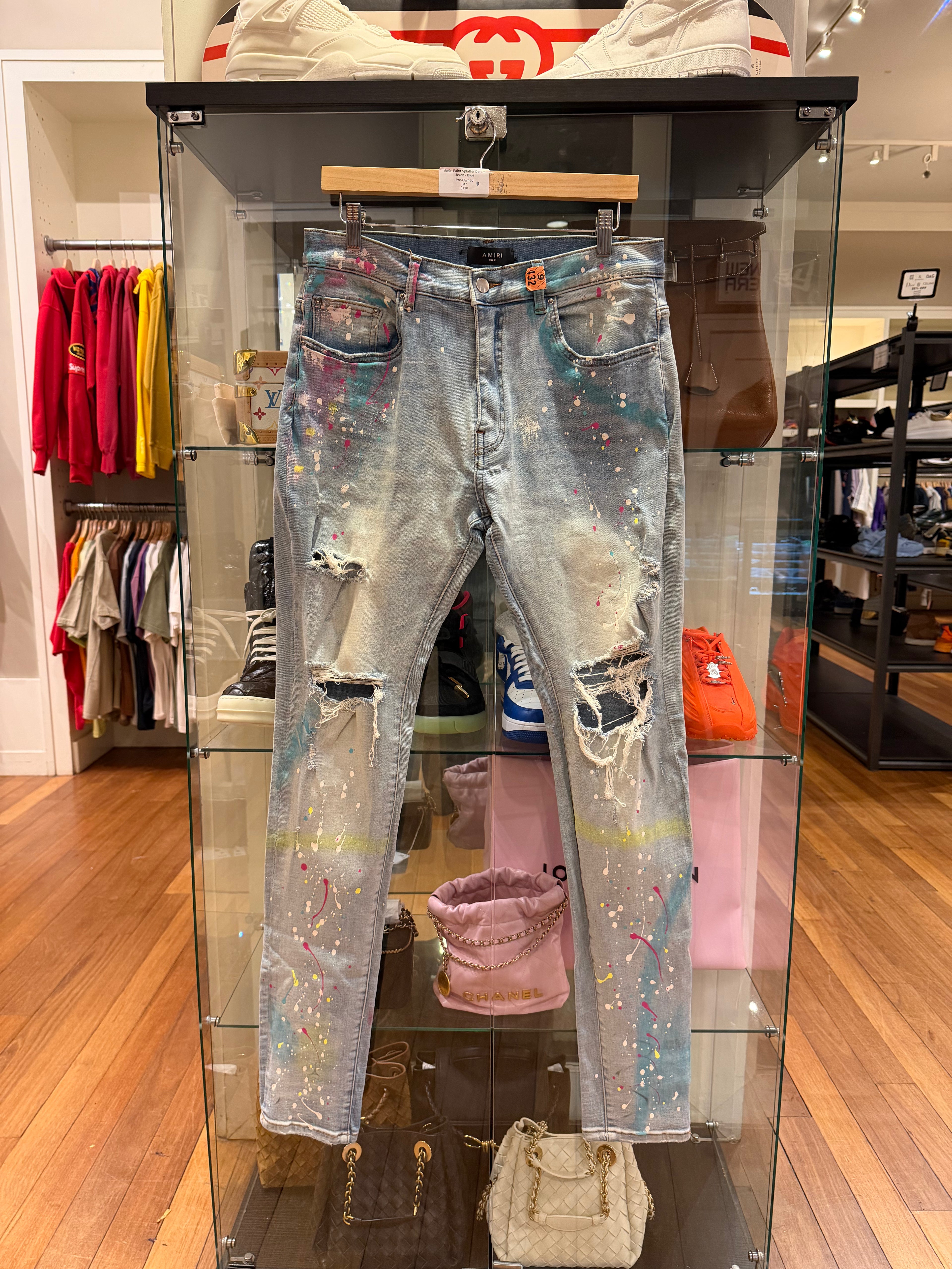 Amiri Paint Splatter Denim Jeans - Blue