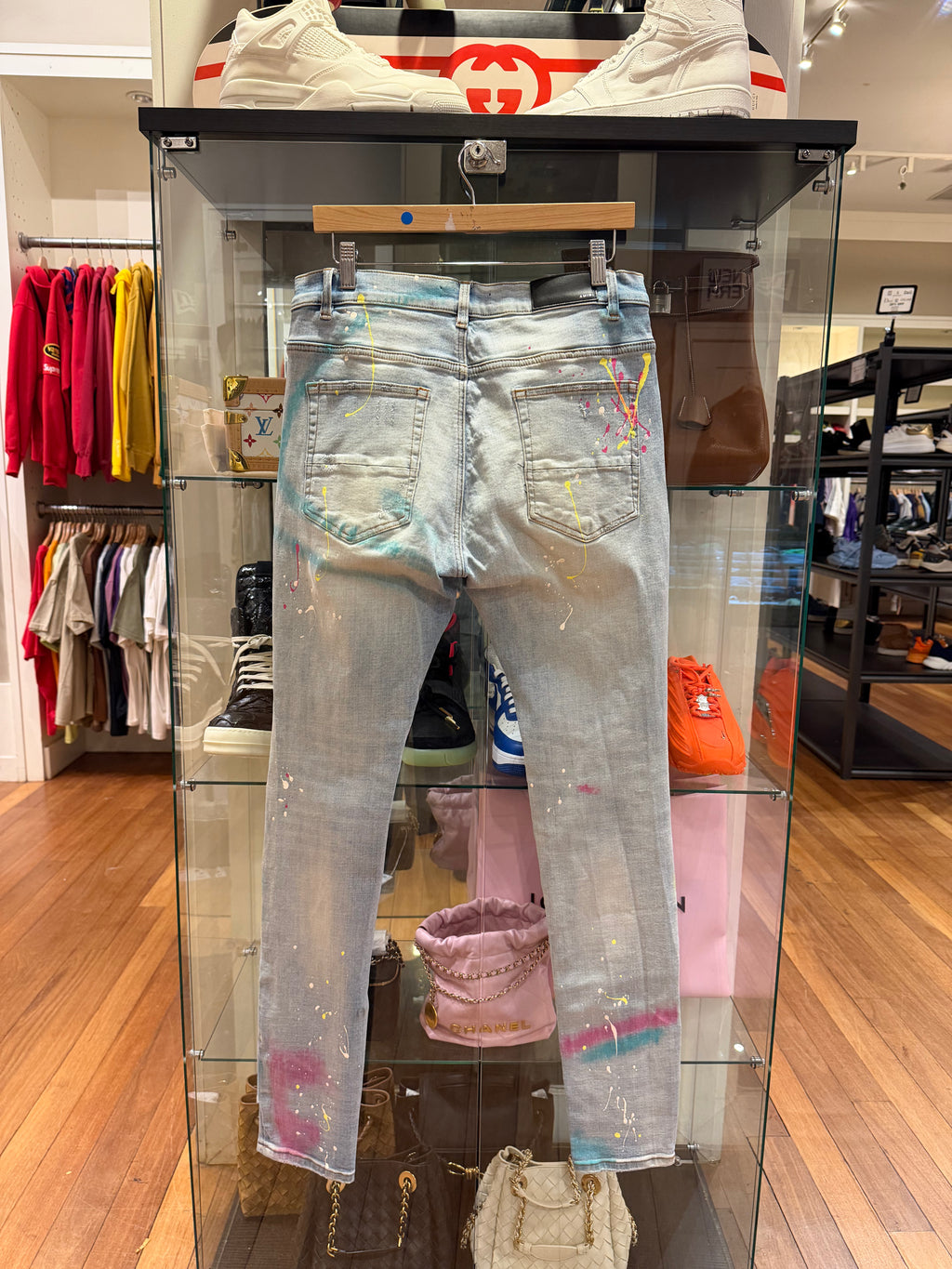 Amiri Paint Splatter Denim Jeans - Blue