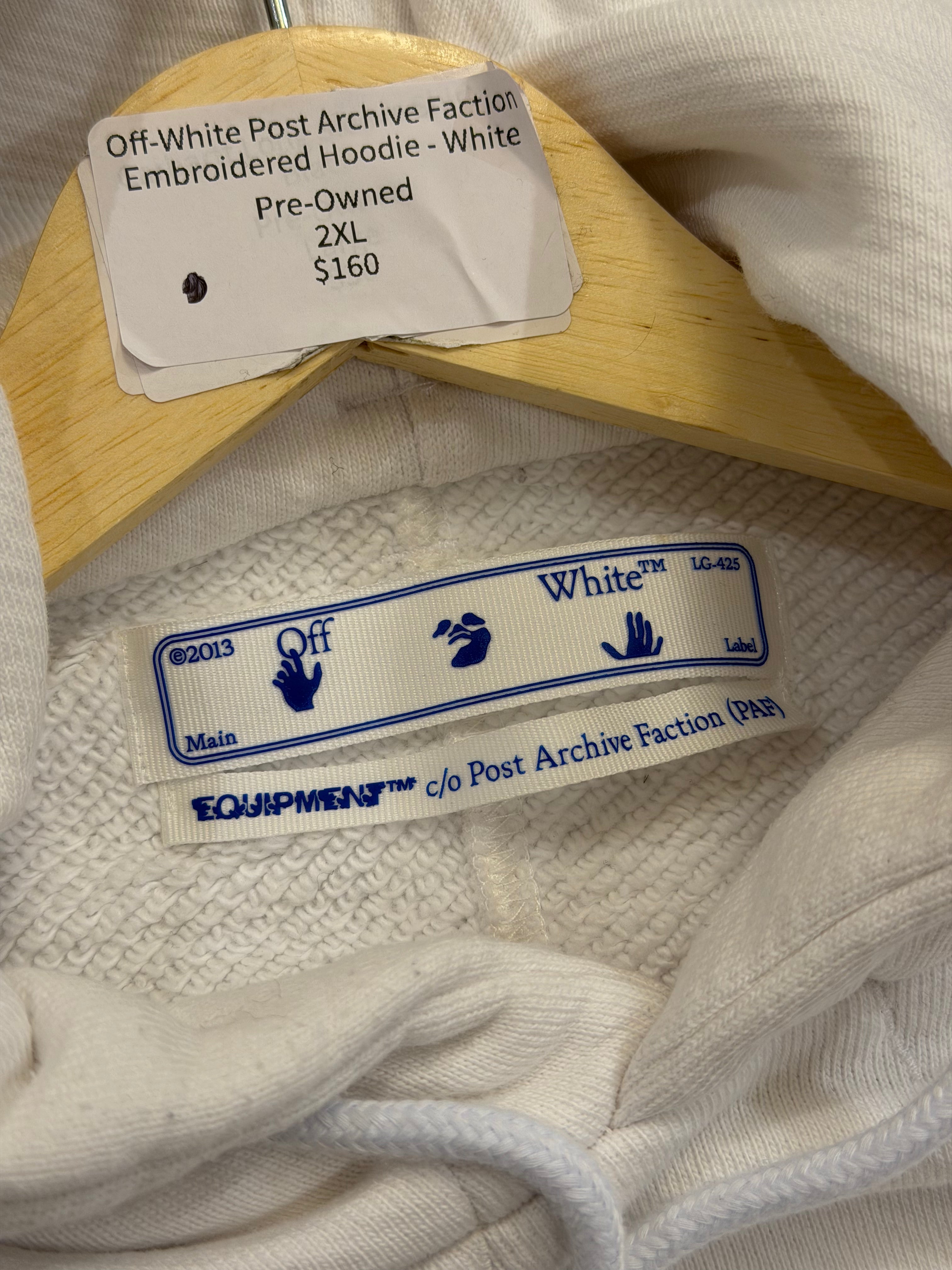 Off-White Post Archive Faction Embroidered Hoodie - White