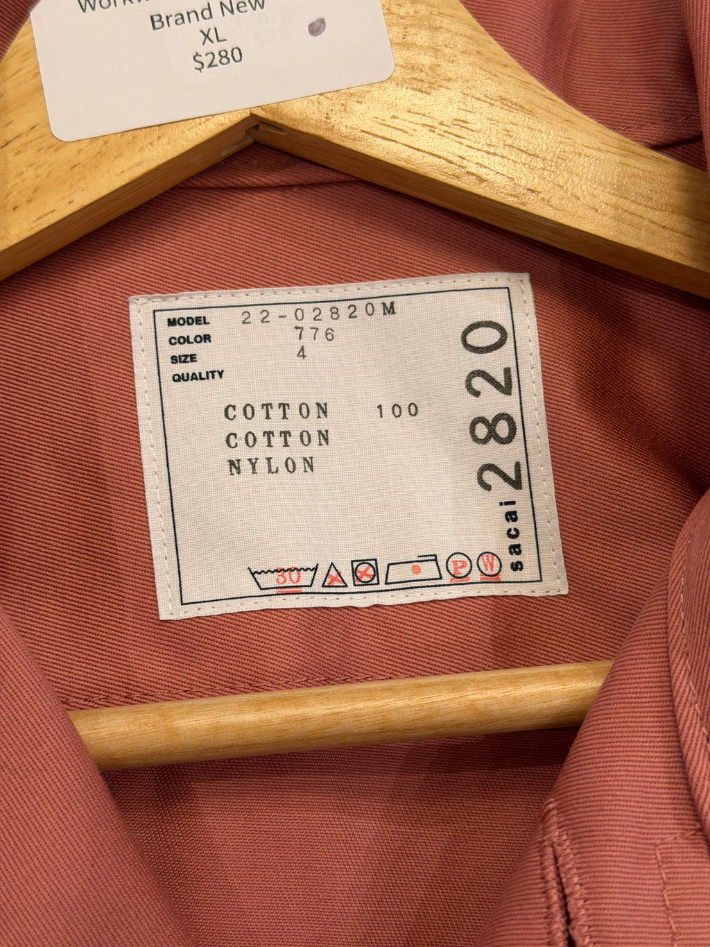 Sacai Collared Button Up Workwear Jacket - Pink