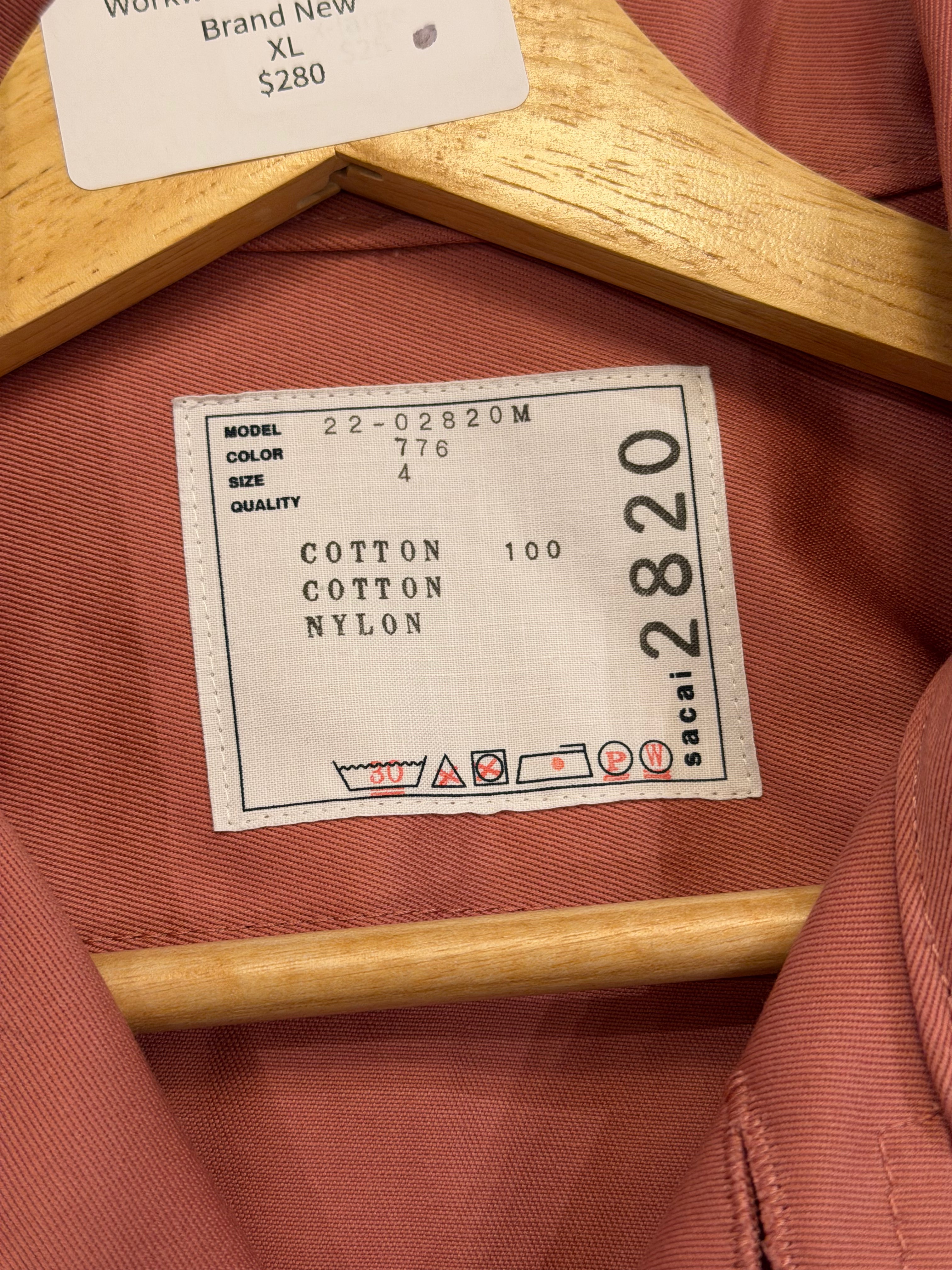 Sacai Collared Button Up Workwear Jacket - Pink