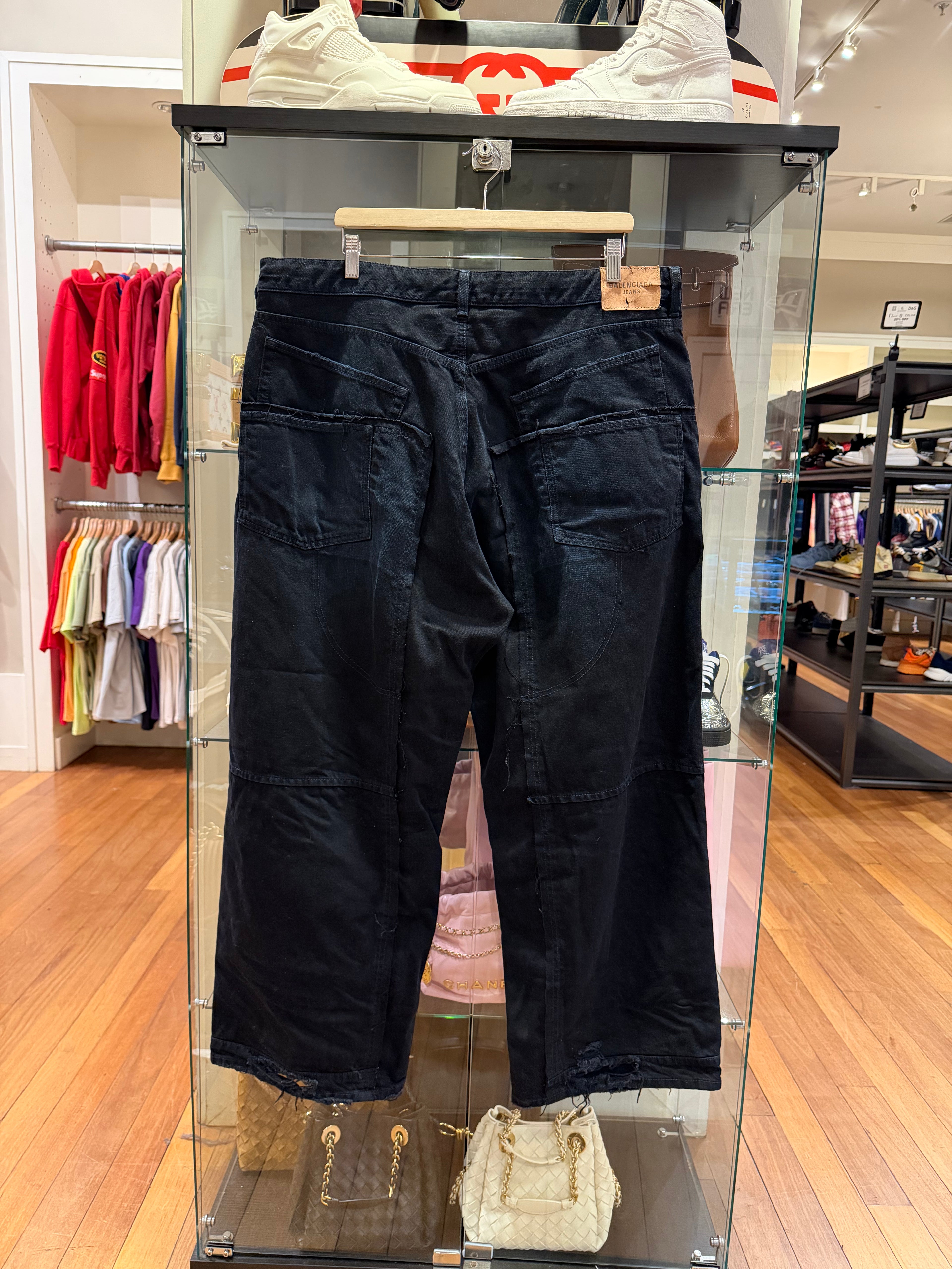 Balenciaga Double Knee Drawstring Jeans - Black