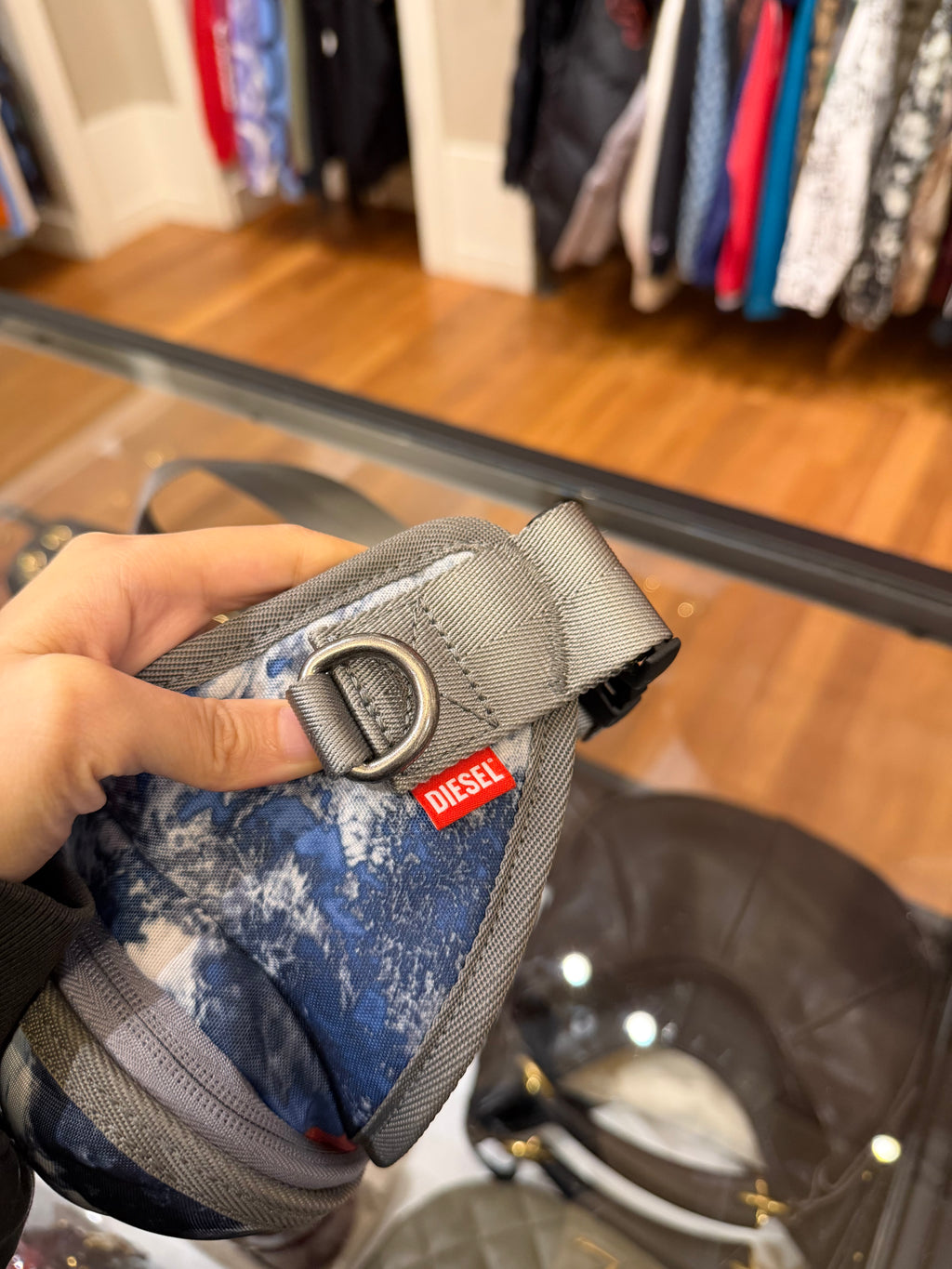 Diesel 1DR-Pod Crossbody Bag- Blue/White Wash