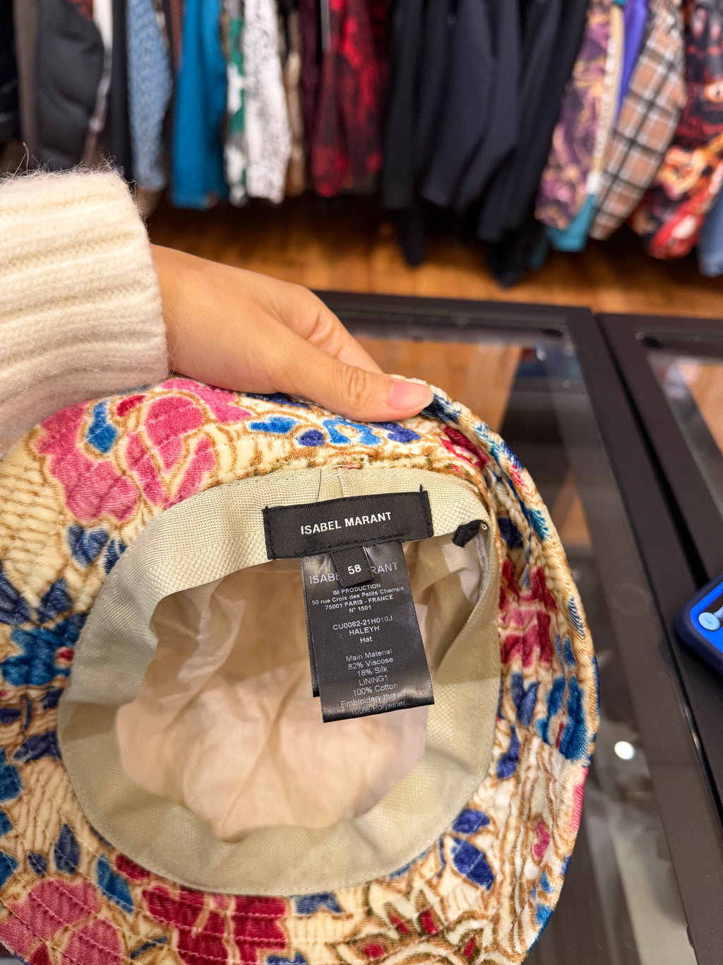 Isabel Marant Multicolor Printed Velvet Haley Bucket Hat