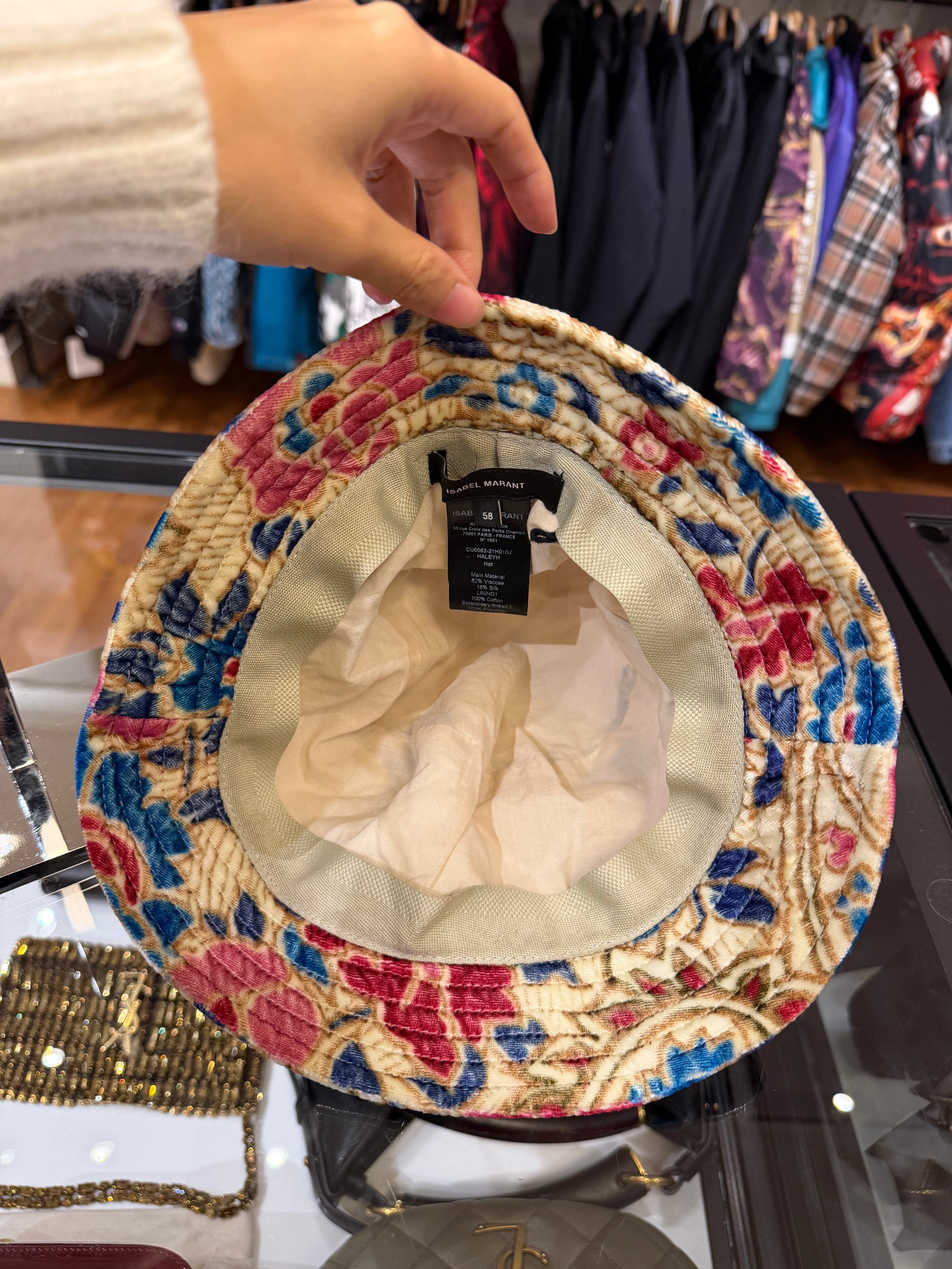 Isabel Marant Multicolor Printed Velvet Haley Bucket Hat