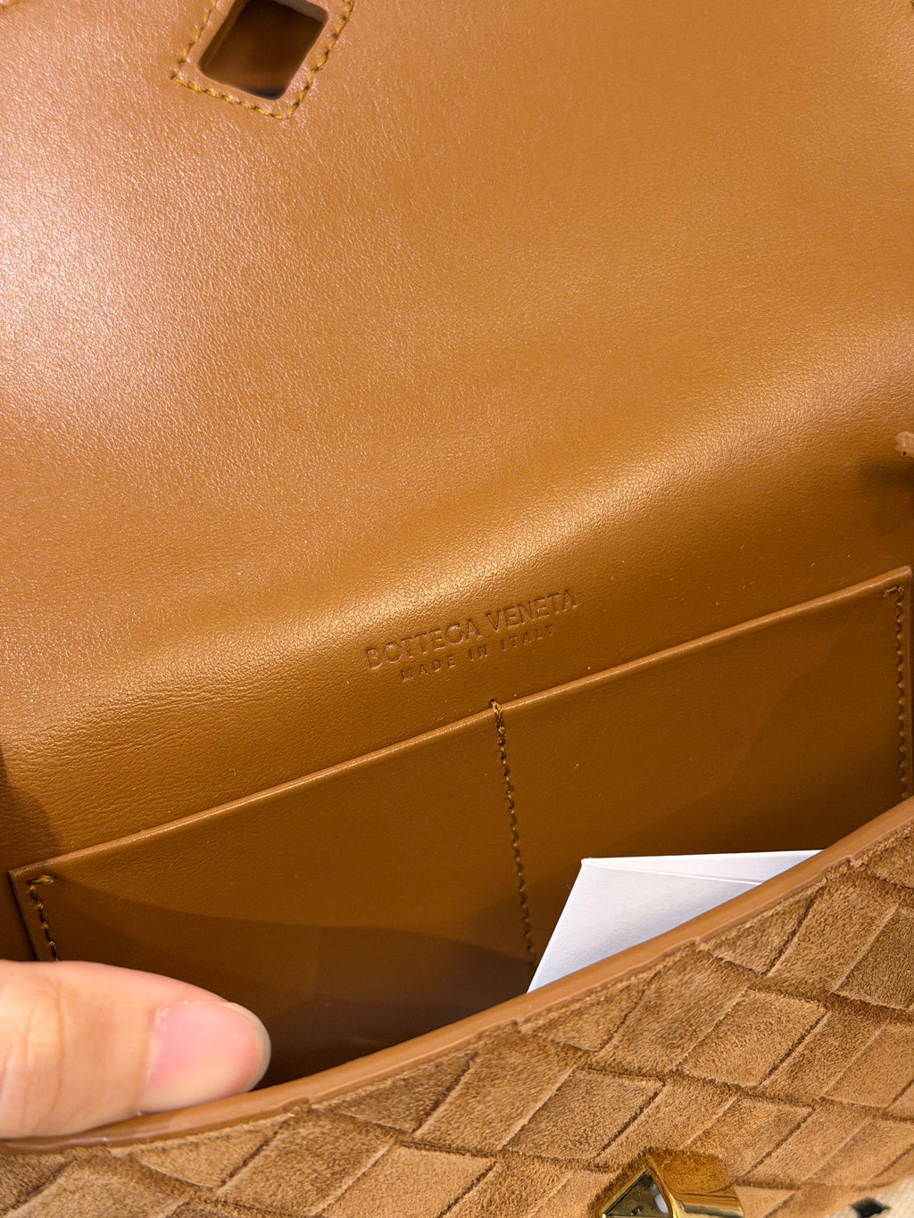 Bottega Veneta Slim Andiamo Intrecciato Suede Crossbody Wallet