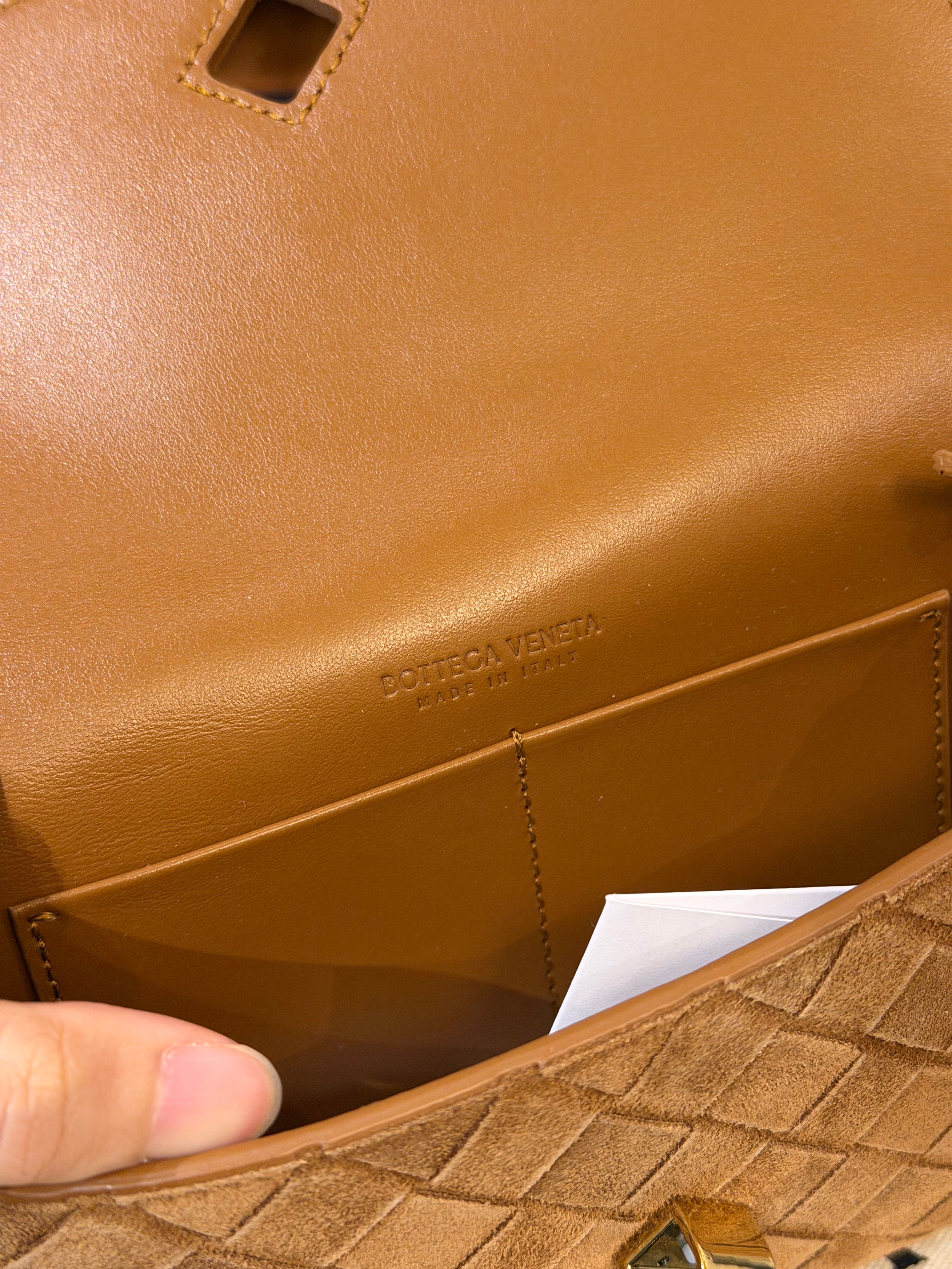 Bottega Veneta Slim Andiamo Intrecciato Suede Crossbody Wallet