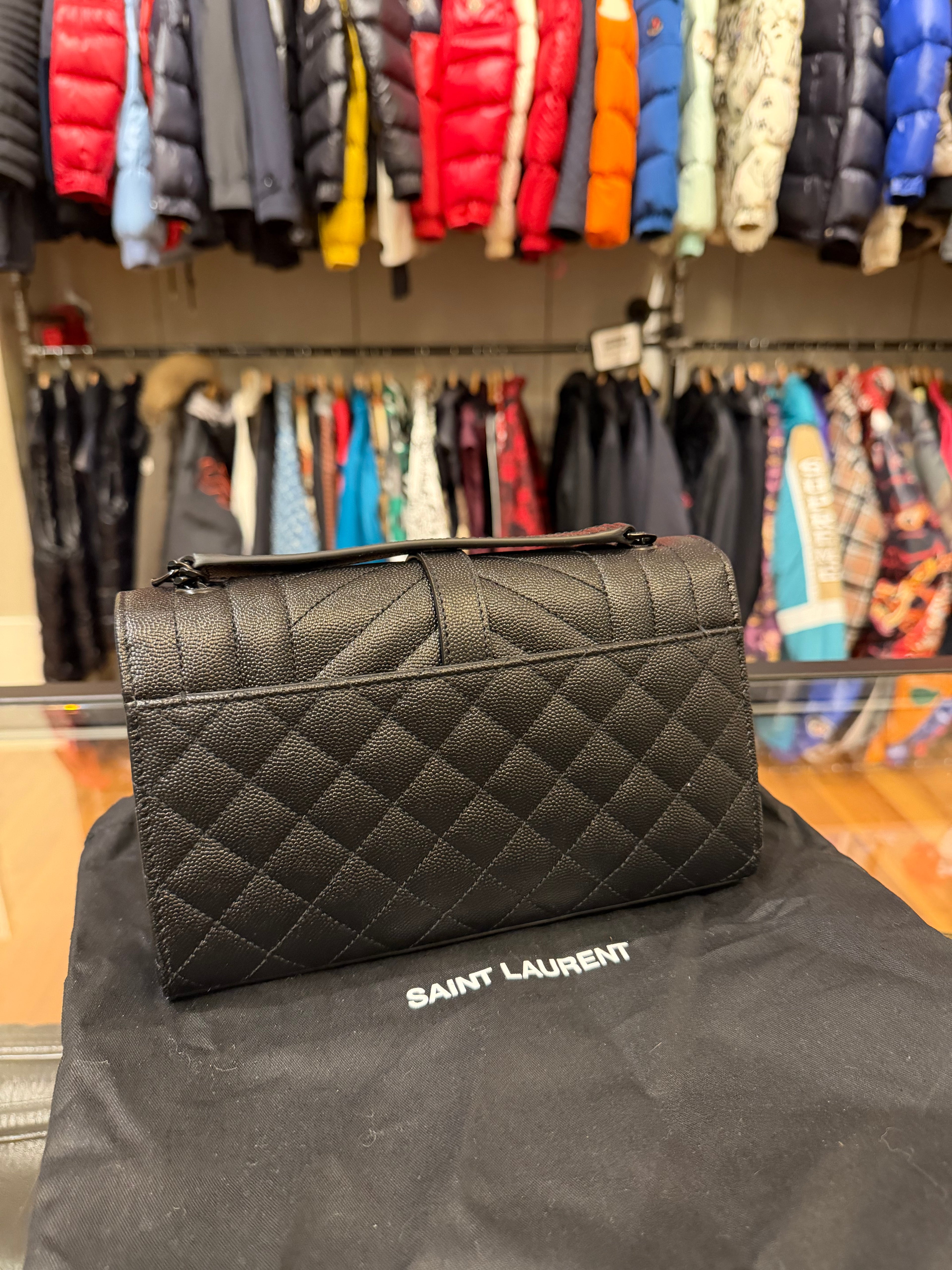 Saint Laurent Envelope Small Bag in Mix Matelassé Grain De Poudre Embossed Leather