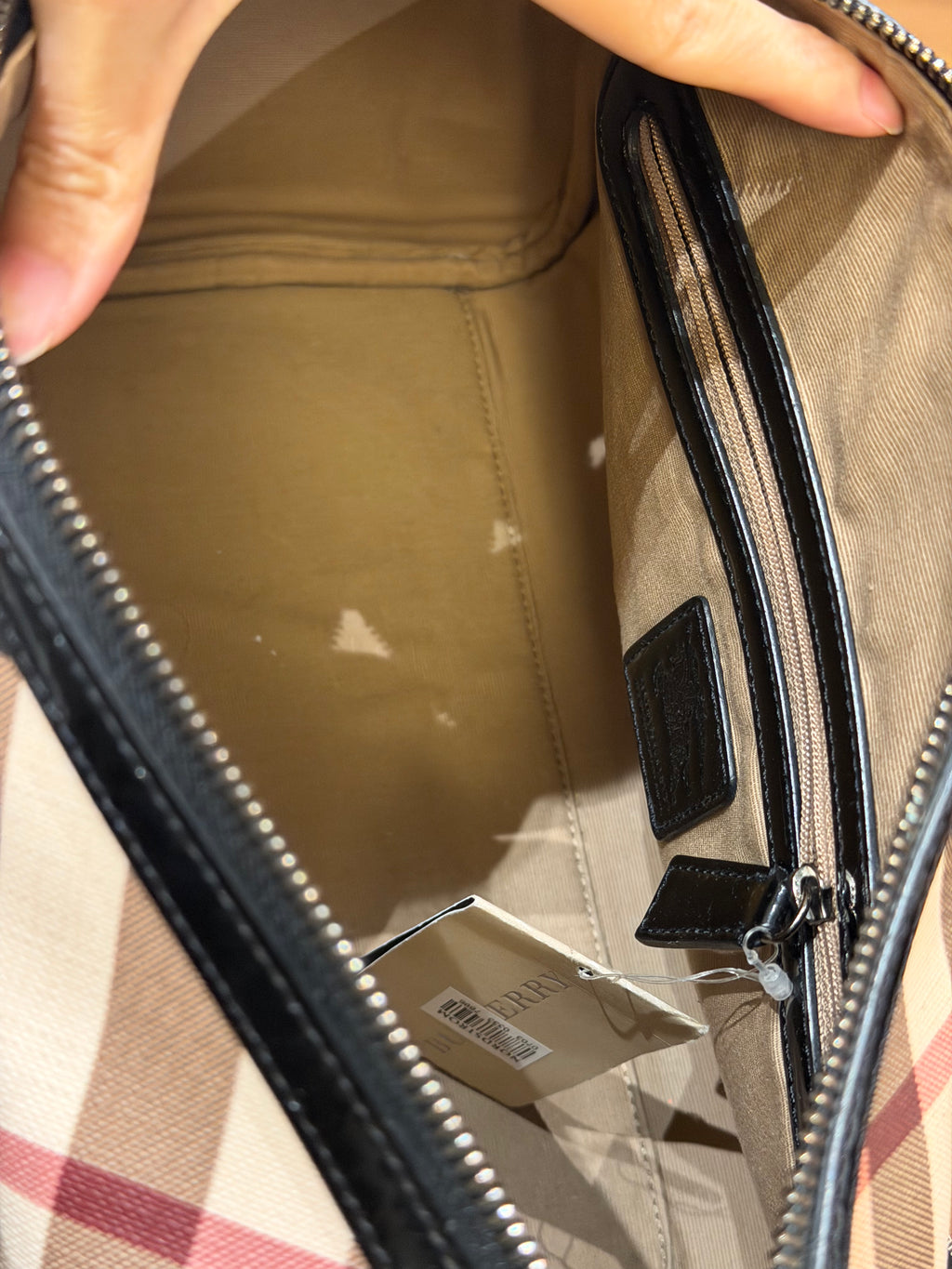 Burberry Supernova Check Patent Small Chester Bowling Bag