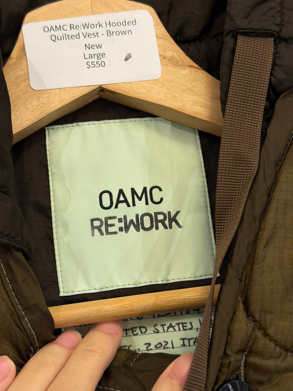 OAMC Re:Work Hooded Quilted Vest - Brown