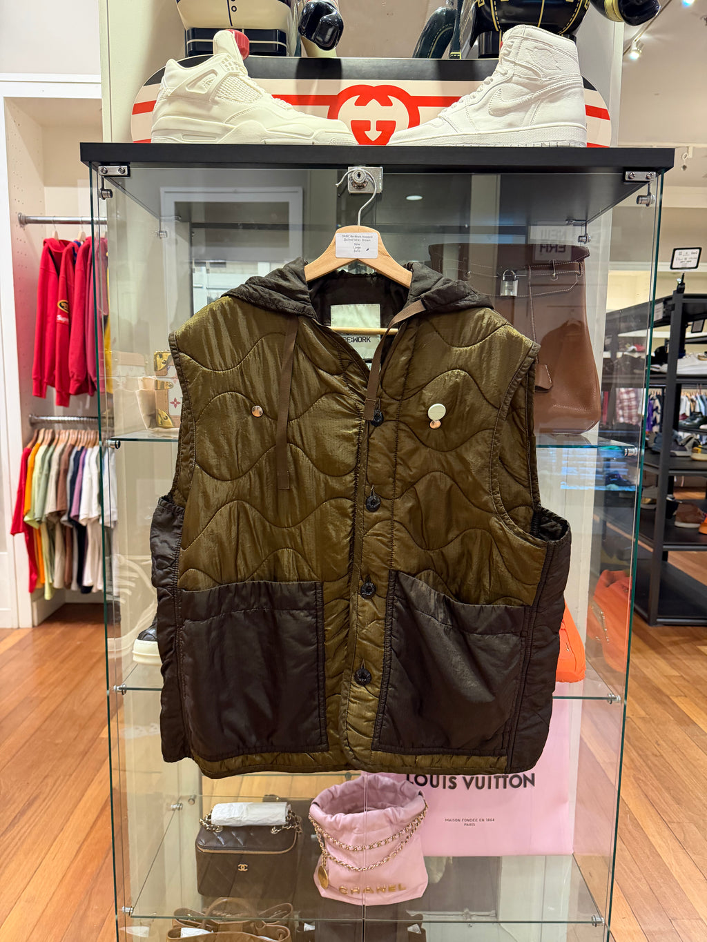 OAMC Re:Work Hooded Quilted Vest - Brown