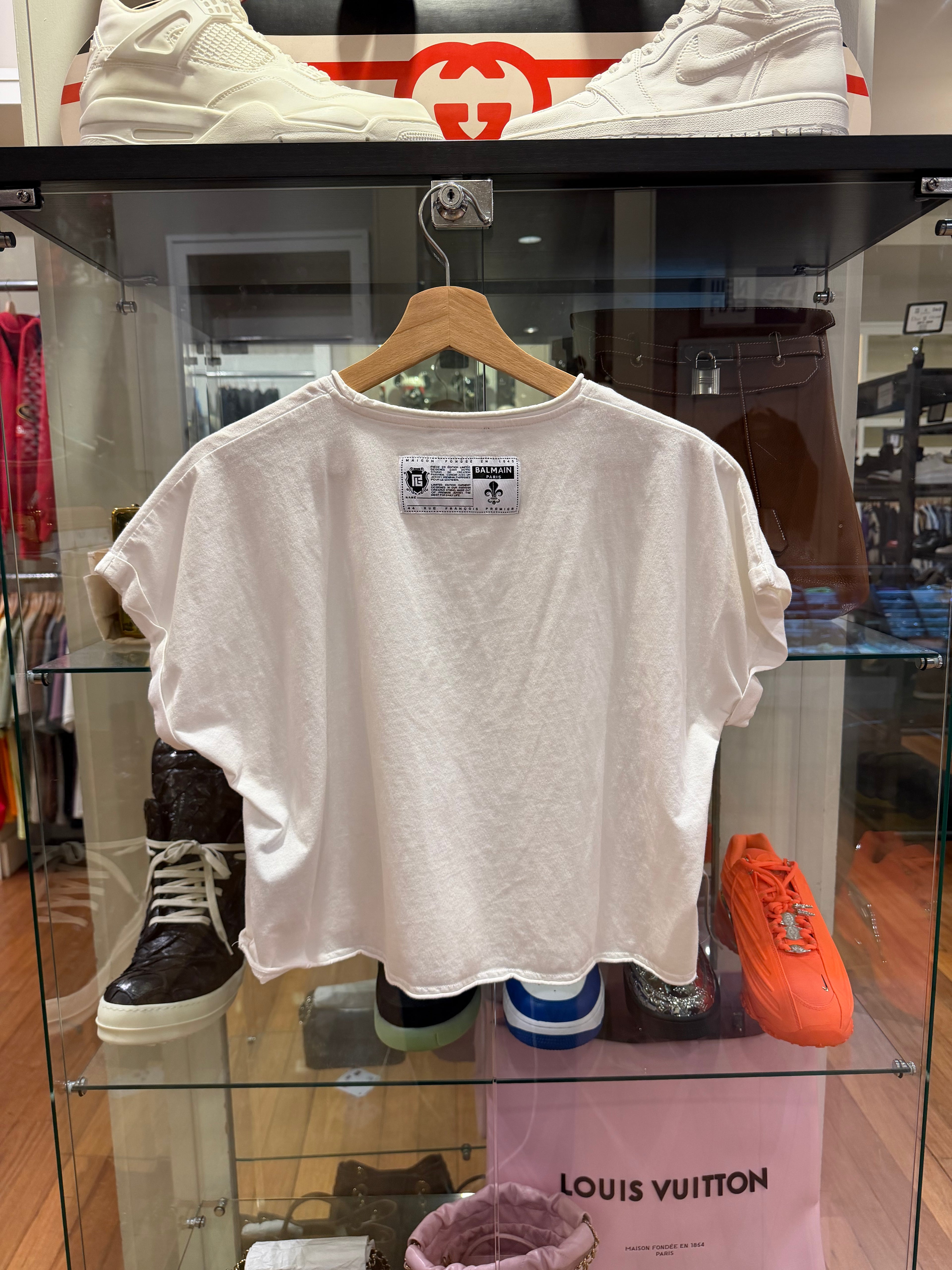 Balmain Graffiti Cropped Tee