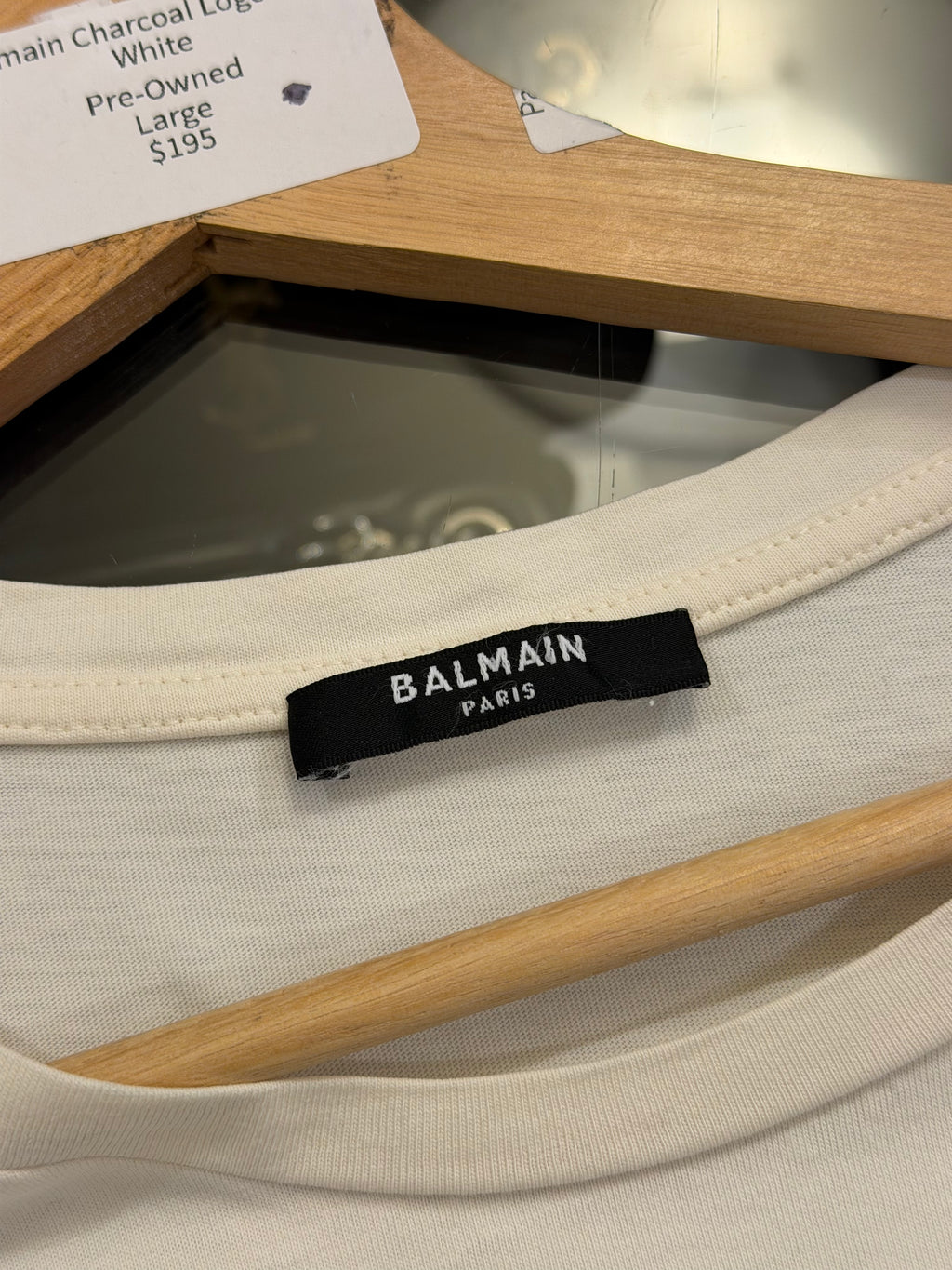 Balmain Charcoal Logo Tee -White