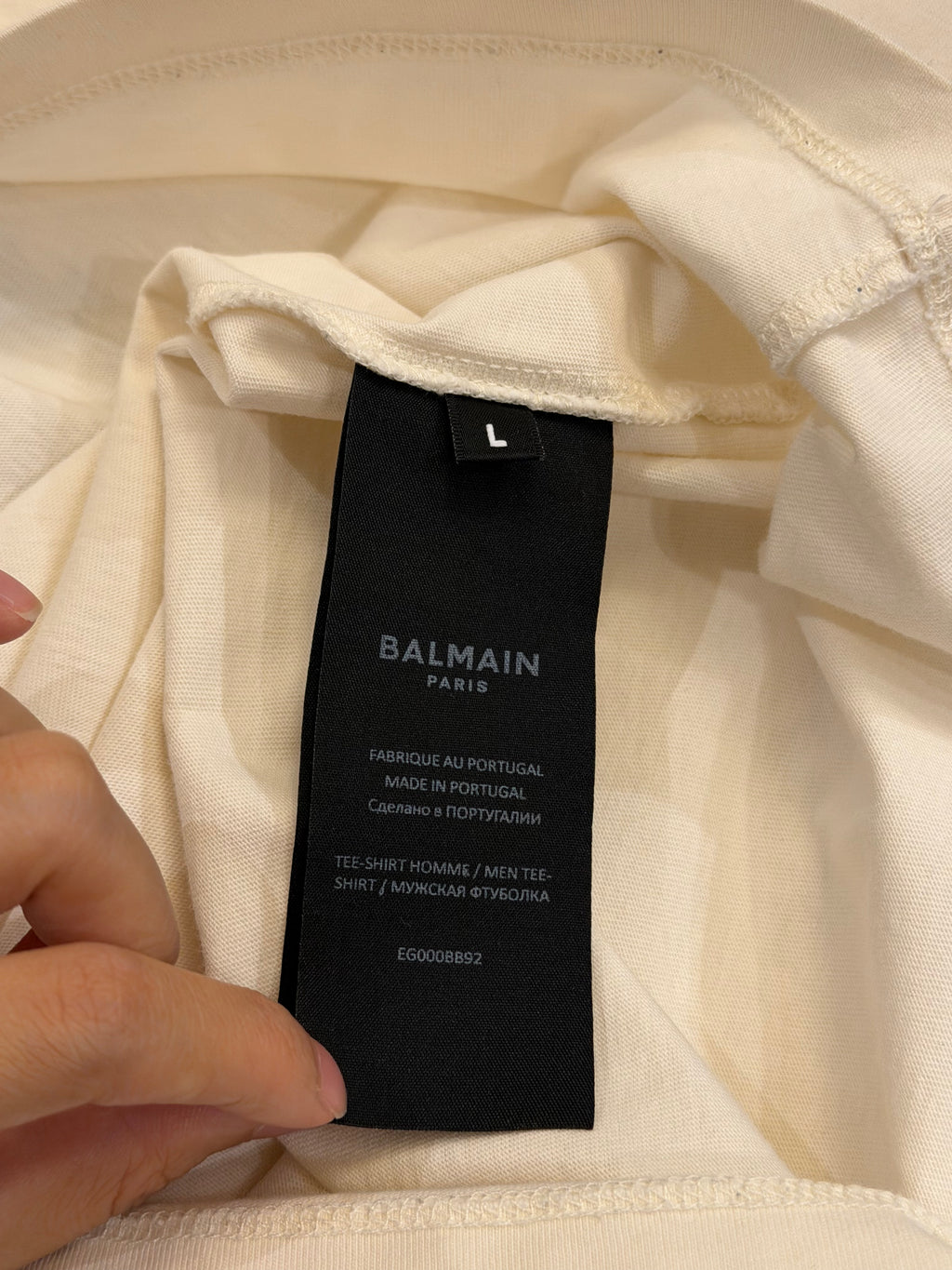 Balmain Charcoal Logo Tee -White