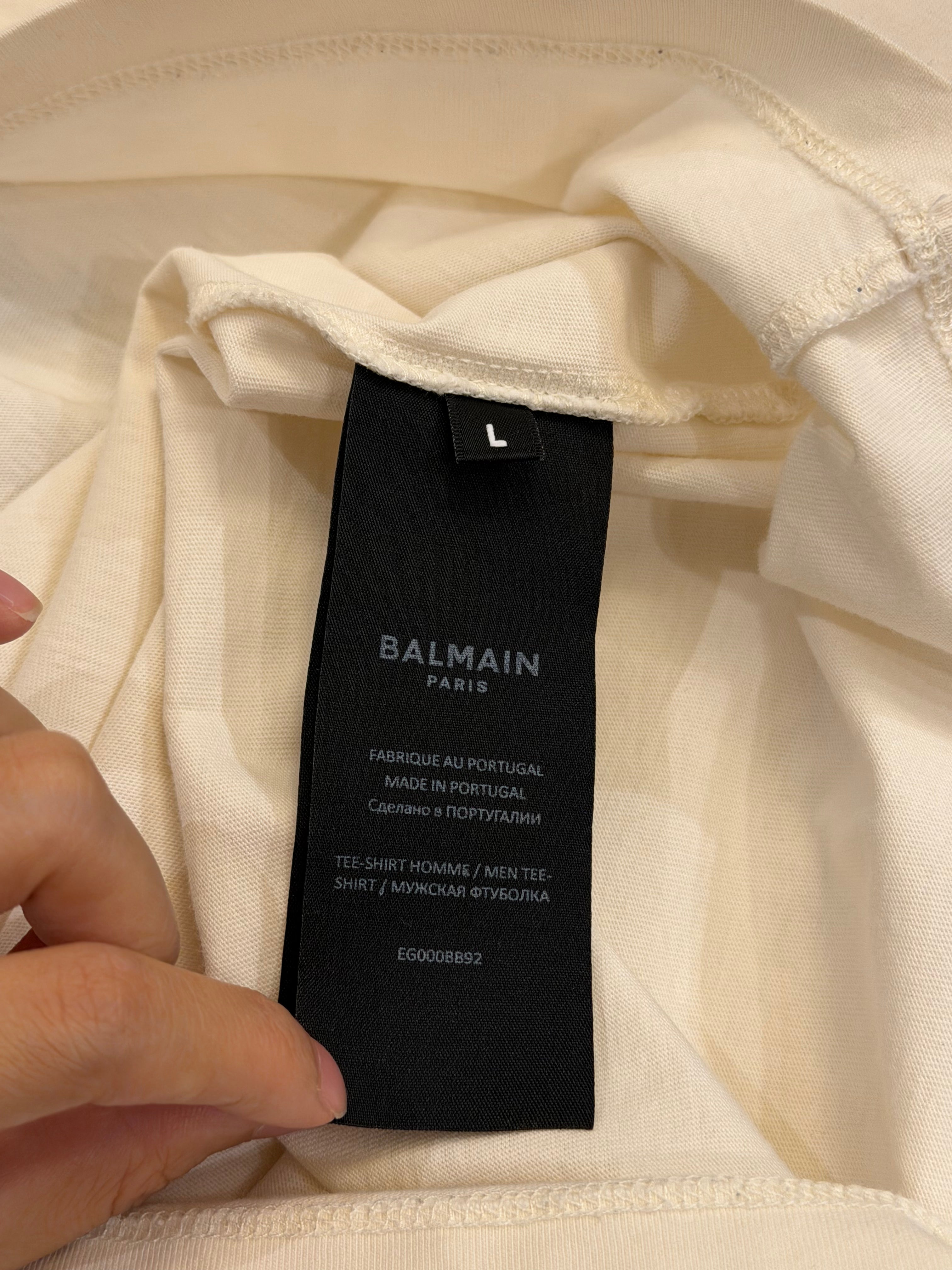 Balmain Charcoal Logo Tee -White