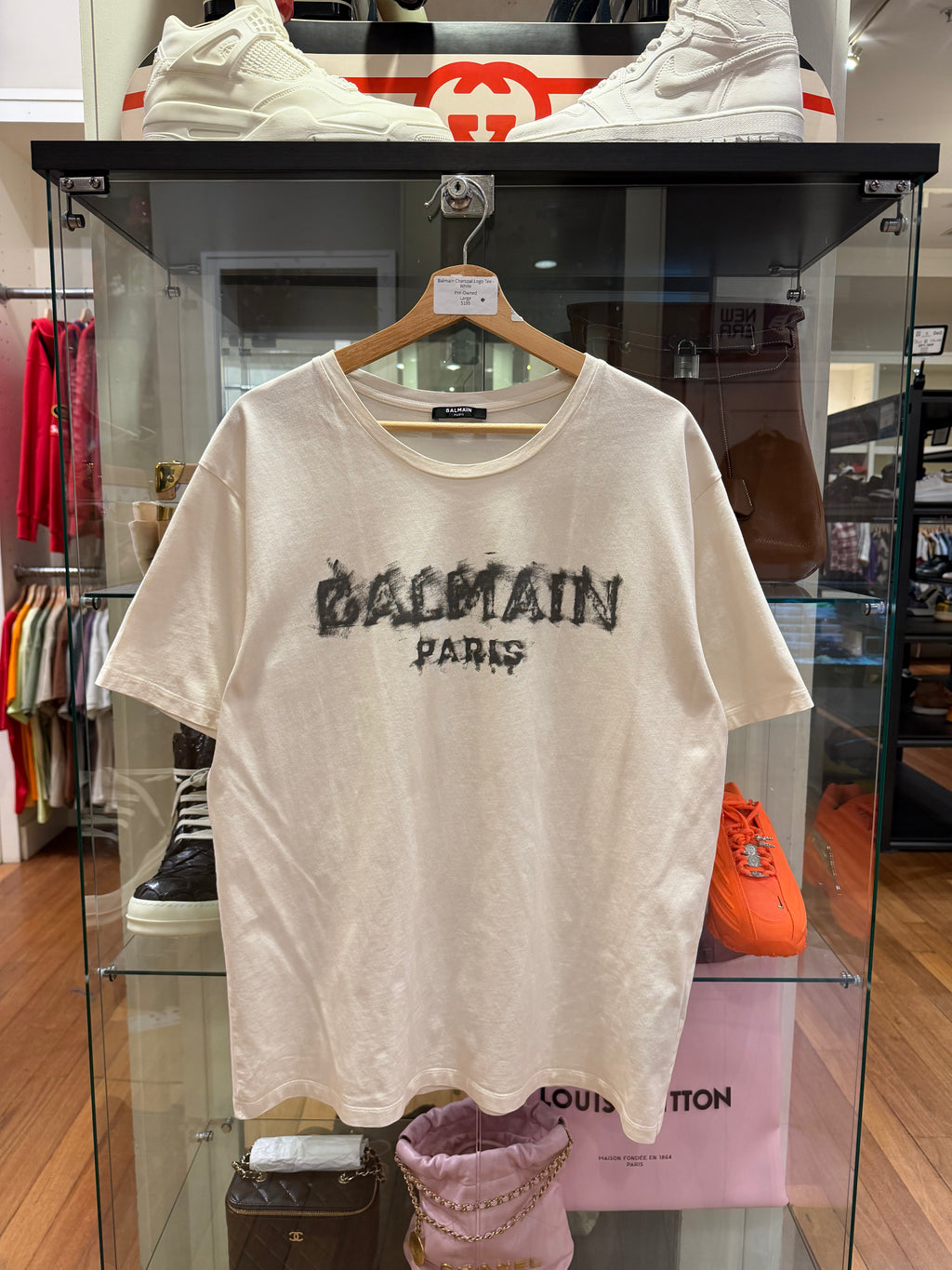 Balmain Charcoal Logo Tee -White