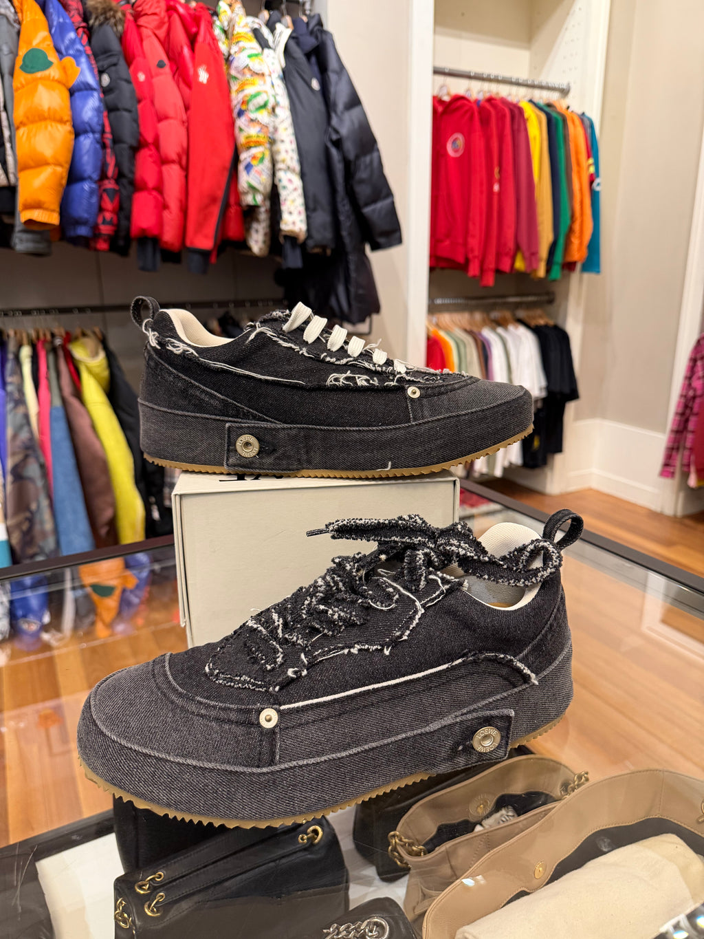 Loewe Deconstructed Washed Denim Sneaker - Black