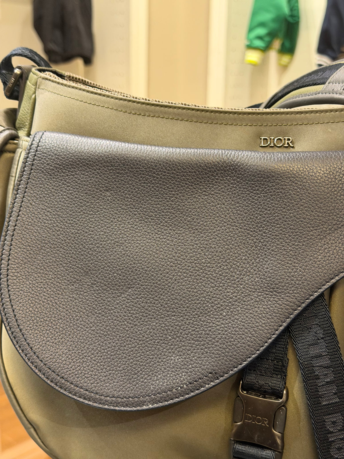 Dior x Sacai Saddle Soft Bag - Green/Black Hardware