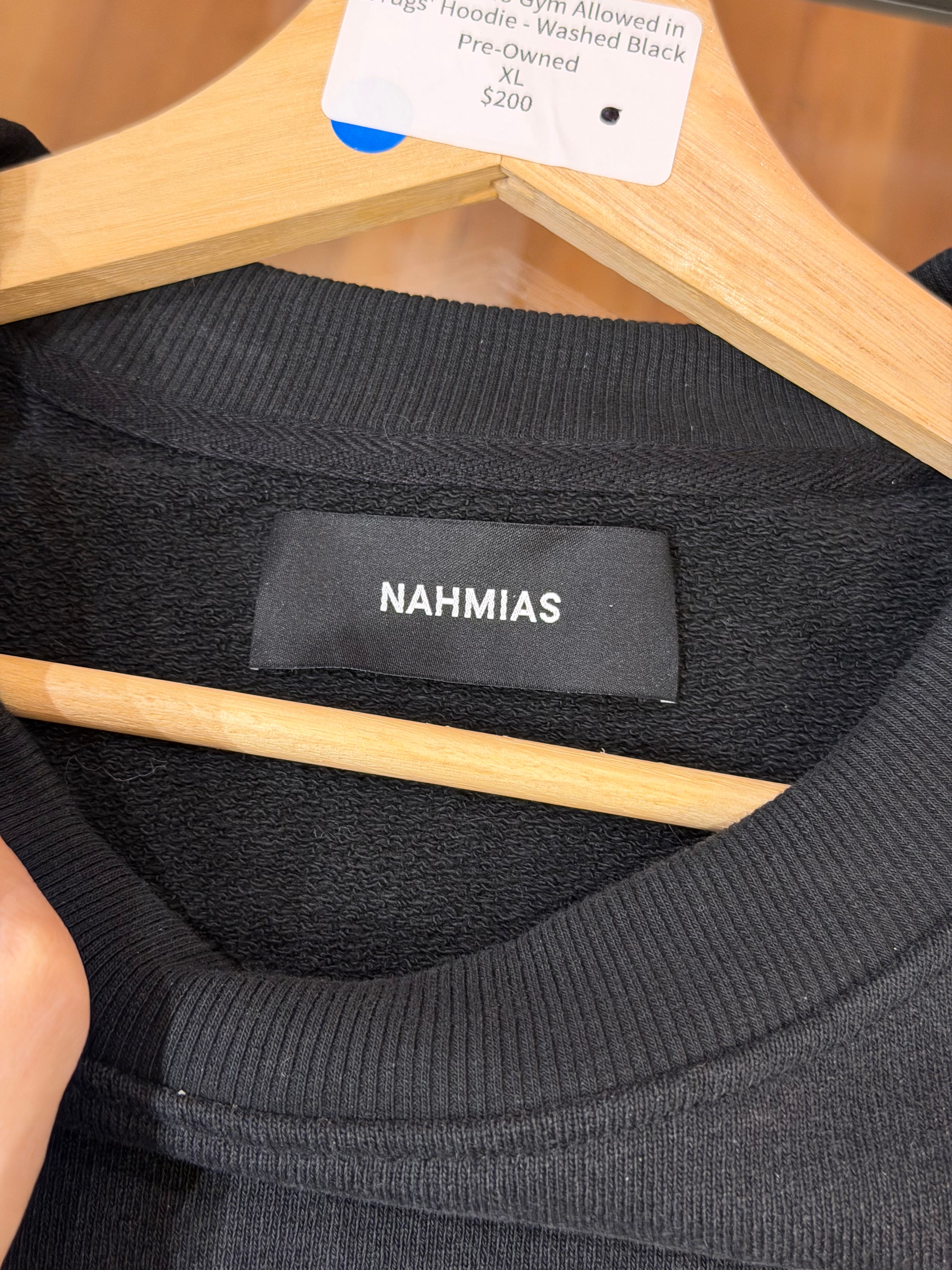 Nahmias 'No Gym Allowed in Drugs' Hoodie - Washed Black