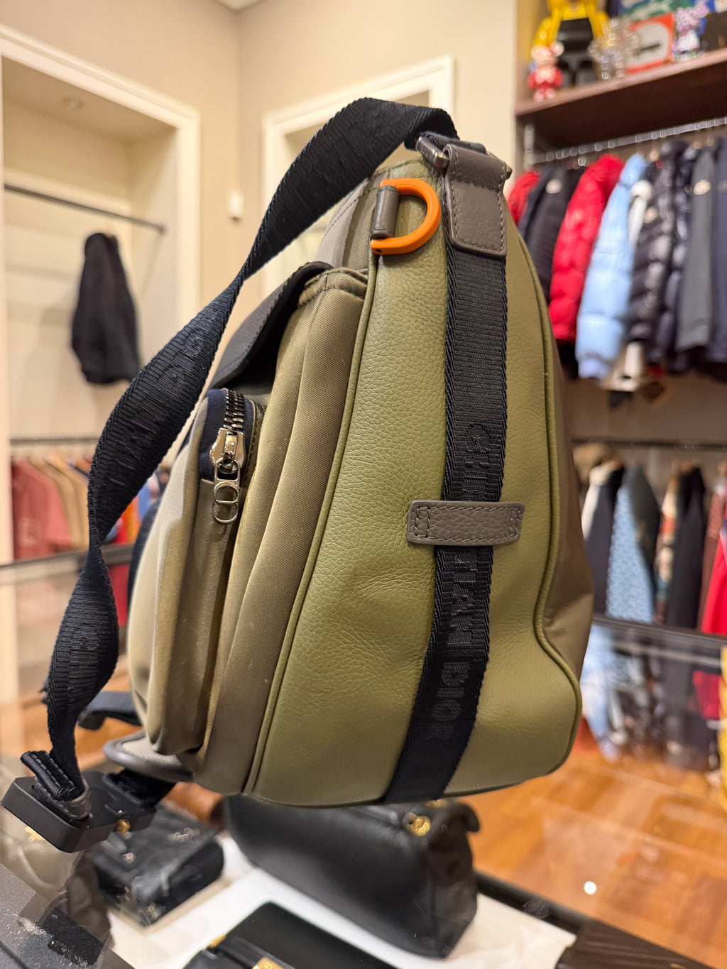 Dior x Sacai Saddle Soft Bag - Green/Black Hardware