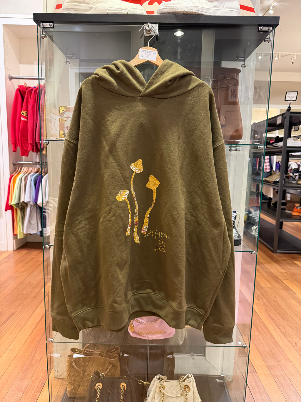 Maison Margiela Mushroom Embroidered Hoodie - Olive