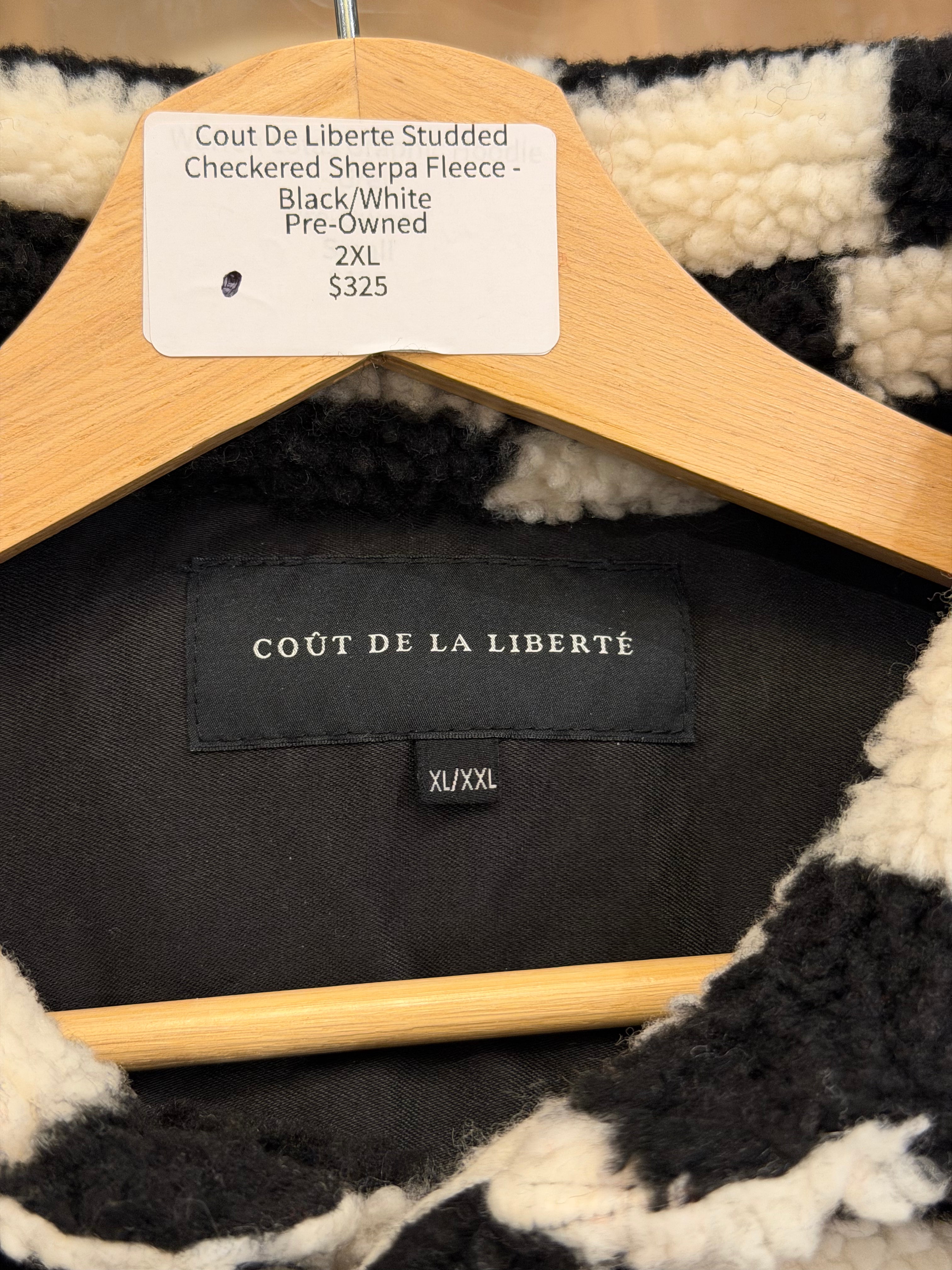 Cout De Liberte Studded Checkered Sherpa Fleece -Black/White