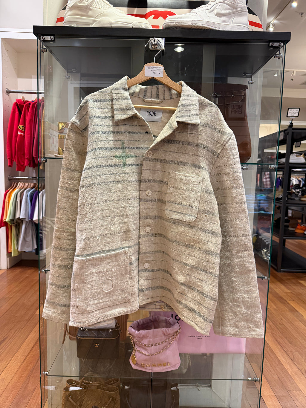 Bode Striped Work Style Button Down Overshirt