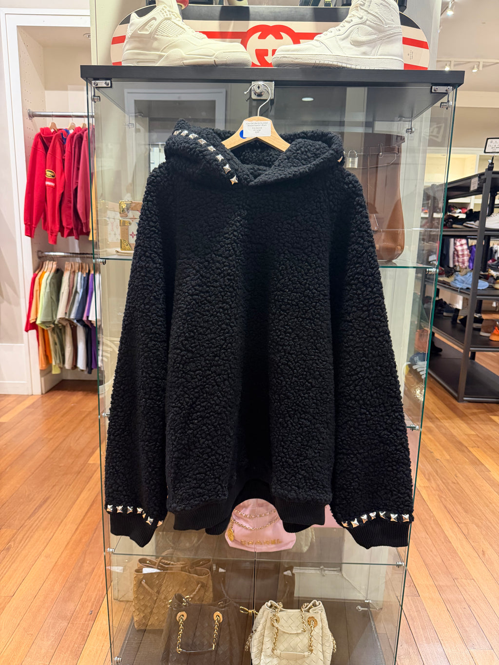 Coût De La Liberté Studded Sherpa Hoodie - Black