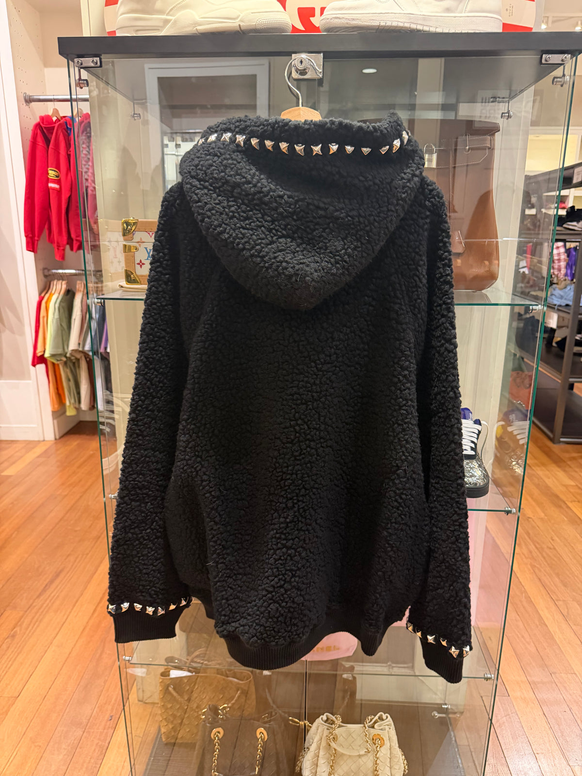 Coût De La Liberté Studded Sherpa Hoodie - Black