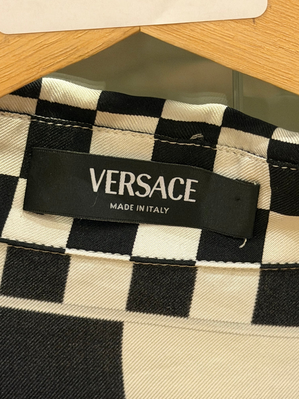Versace Medusa Checkered Short Sleeve Silk Shirt