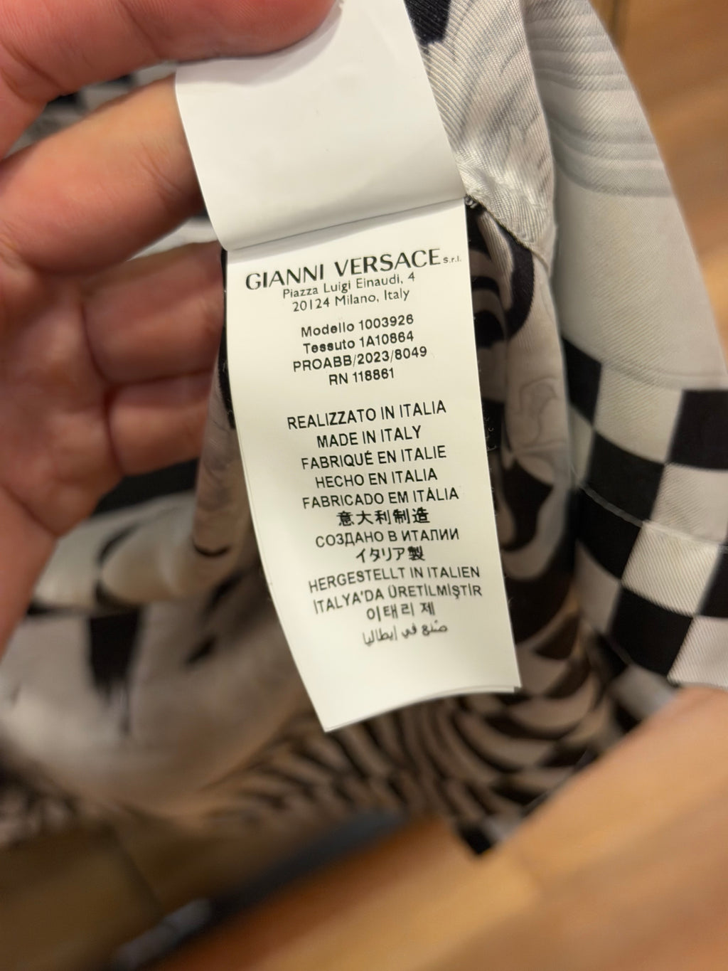 Versace Medusa Checkered Short Sleeve Silk Shirt