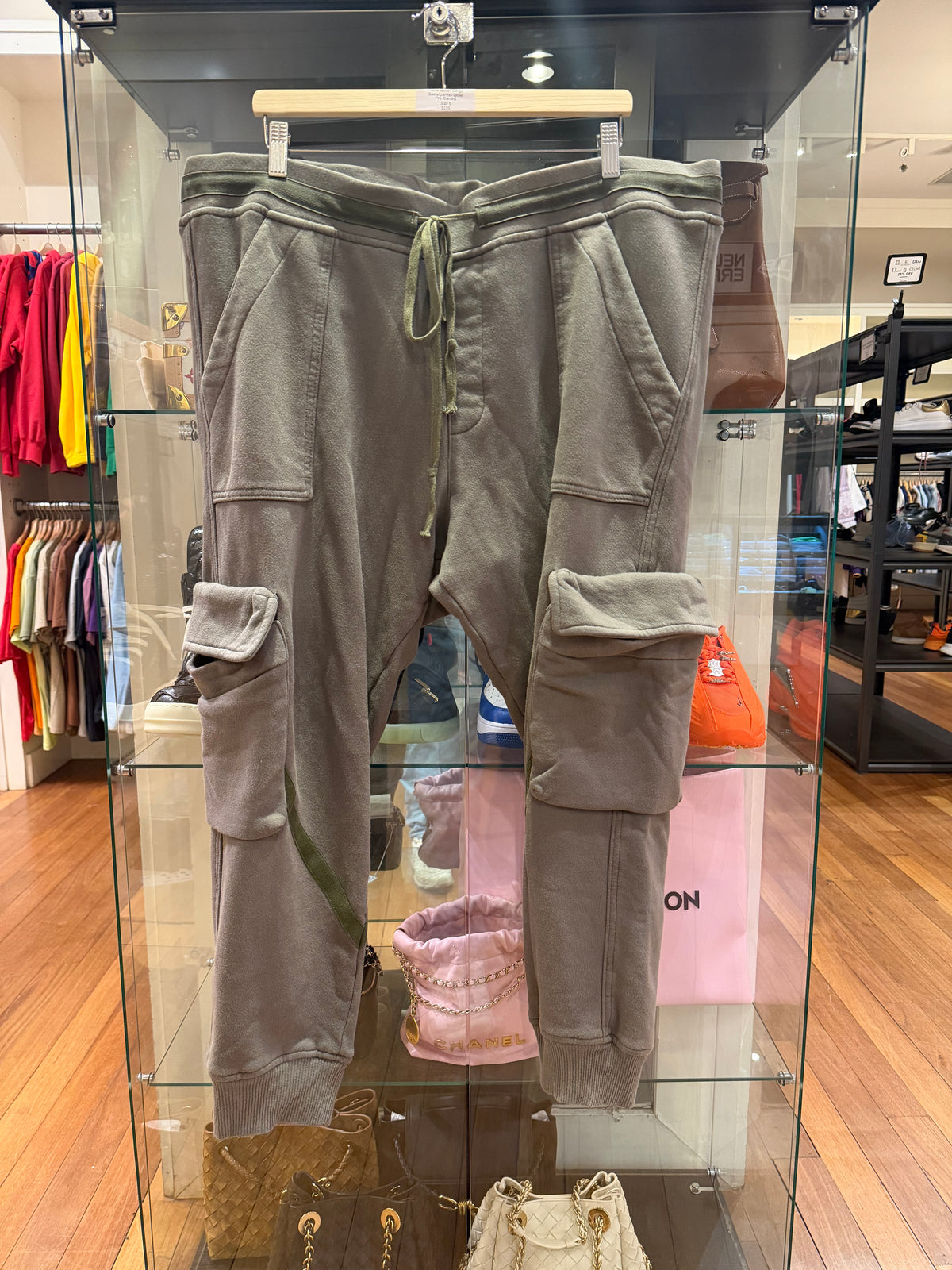 Greg Lauren Sherpa Trucker Work Jacket Cargo Sweatpants - Olive