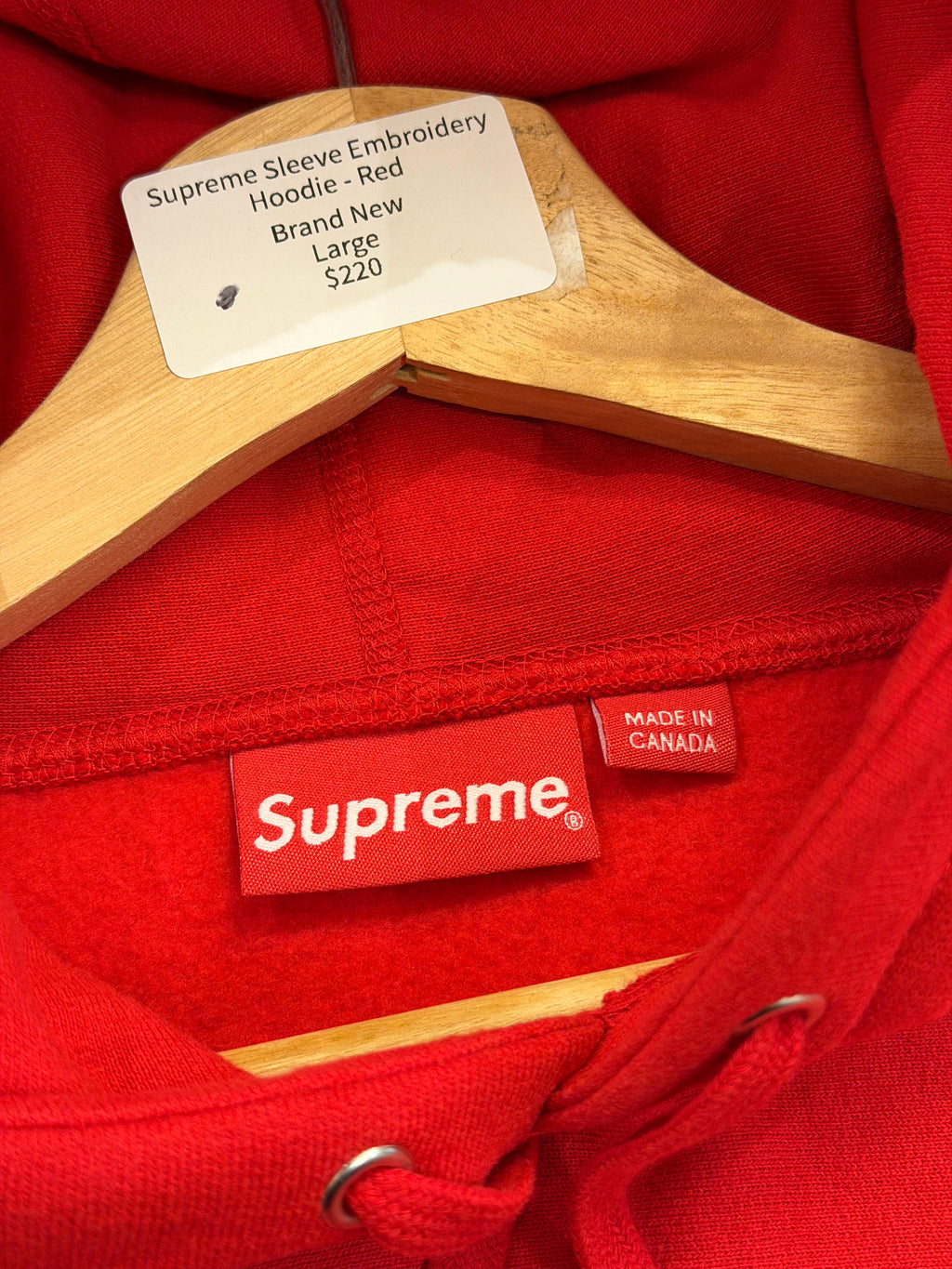 Supreme Sleeve Embroidery Hoodie - Red