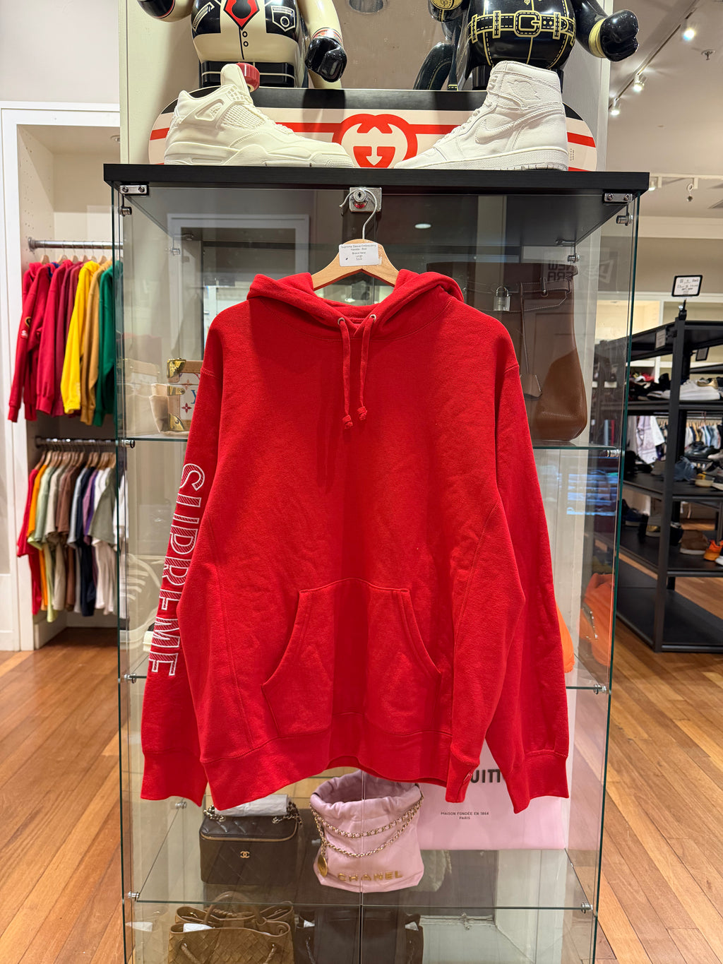 Supreme Sleeve Embroidery Hoodie - Red