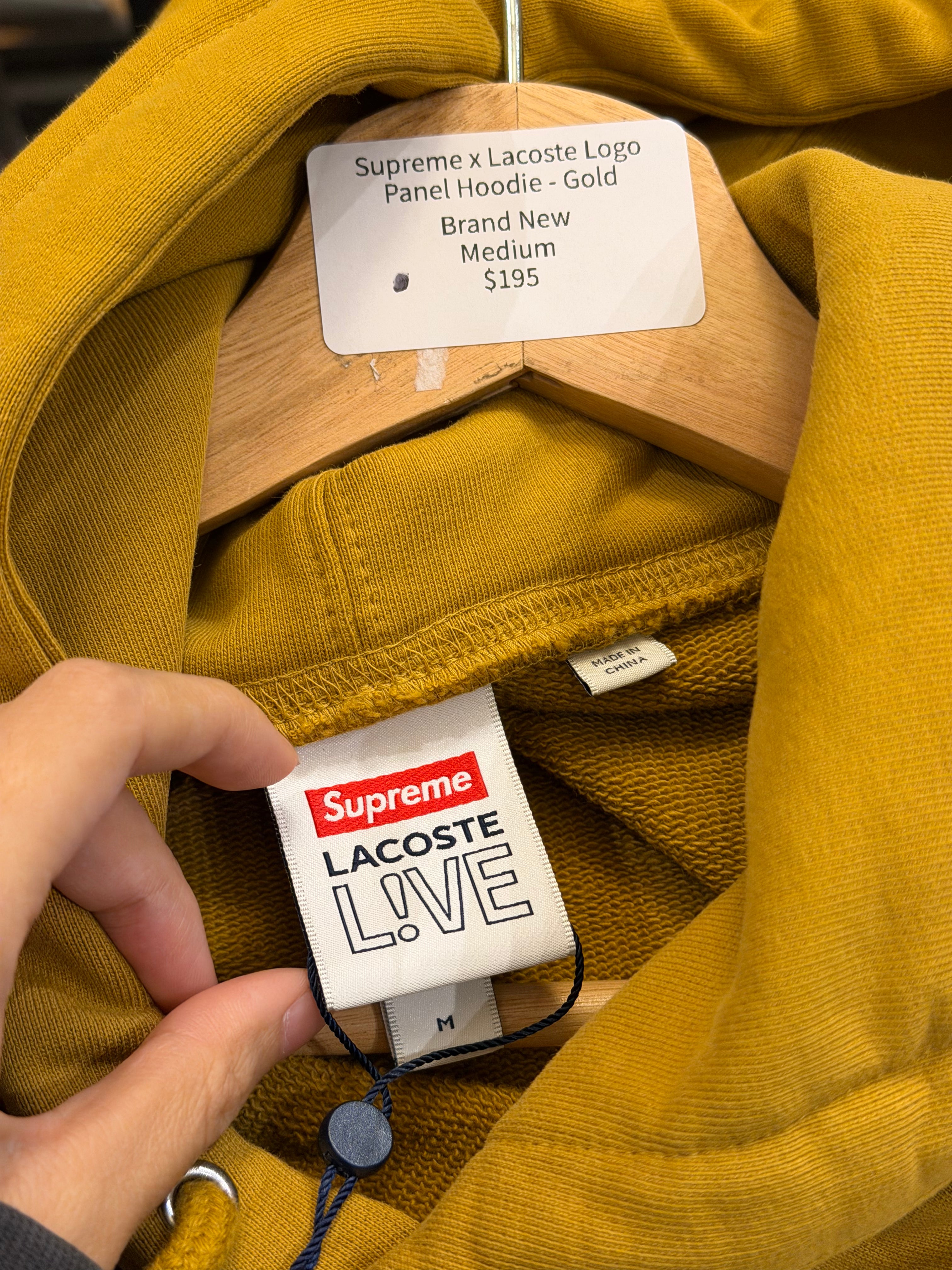 Supreme x Lacoste Logo Panel Hoodie - Gold