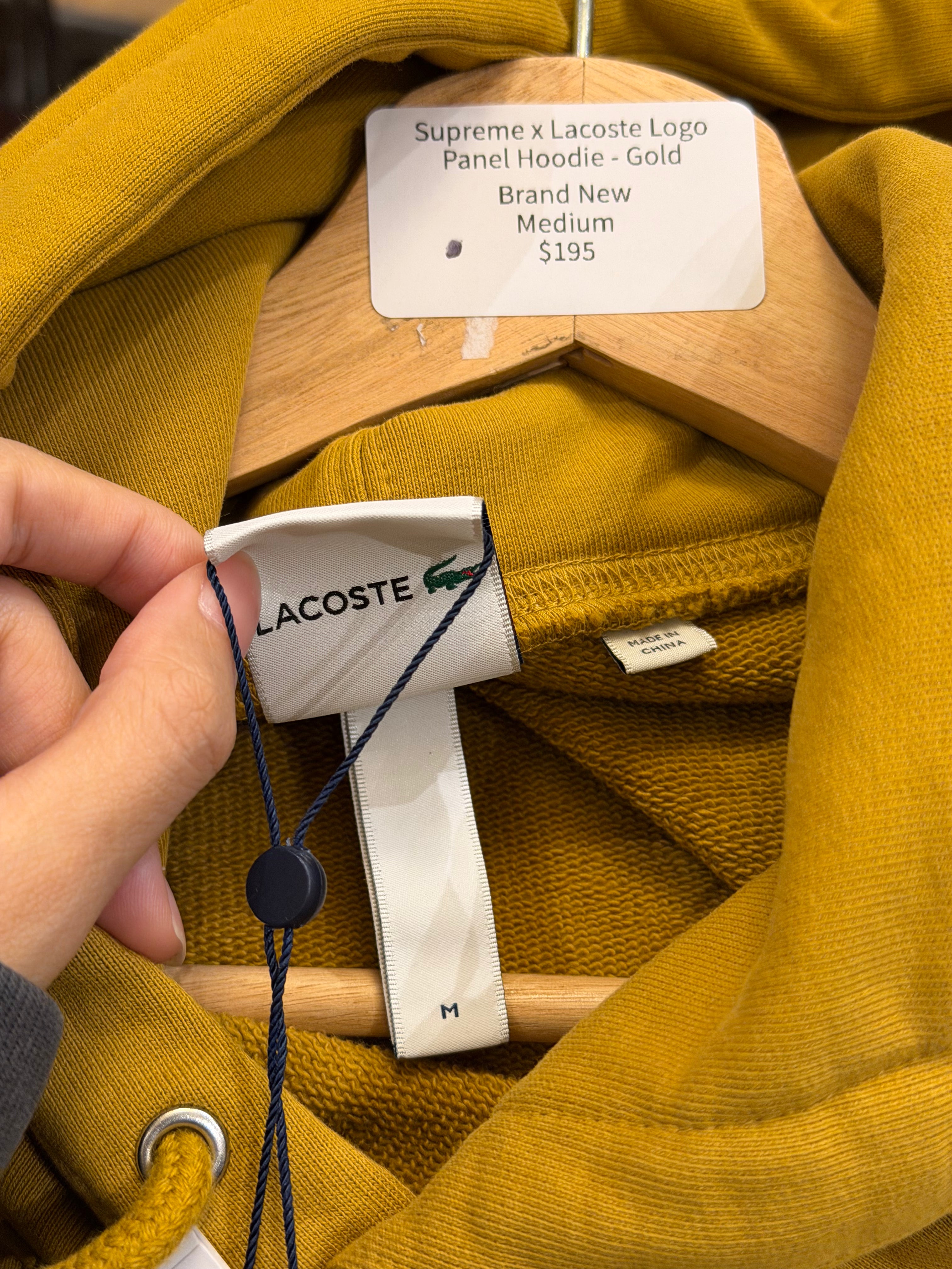Supreme x Lacoste Logo Panel Hoodie - Gold