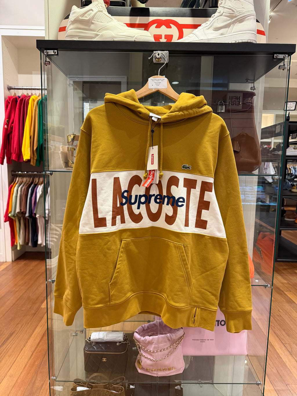 Supreme x Lacoste Logo Panel Hoodie - Gold