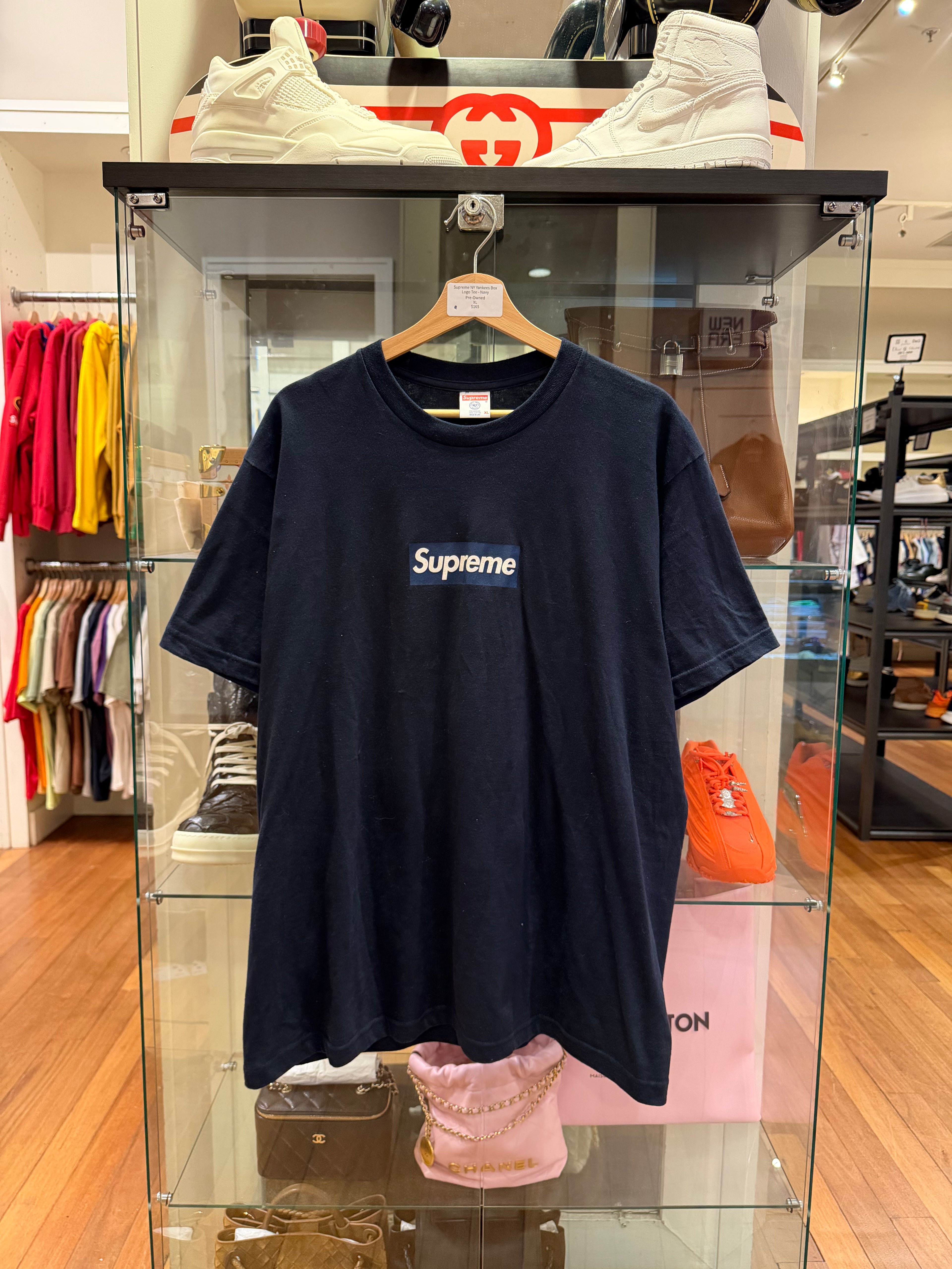 Supreme NY Yankees Box Logo Tee - Navy