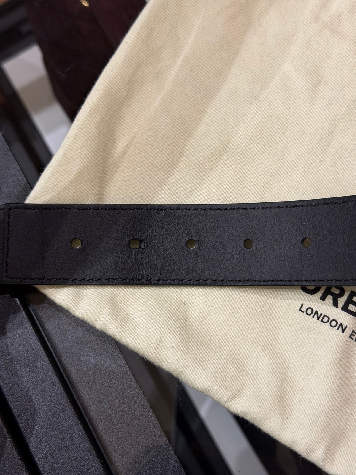 Burberry Reversible Silver Buckle Canvas Leather Belt